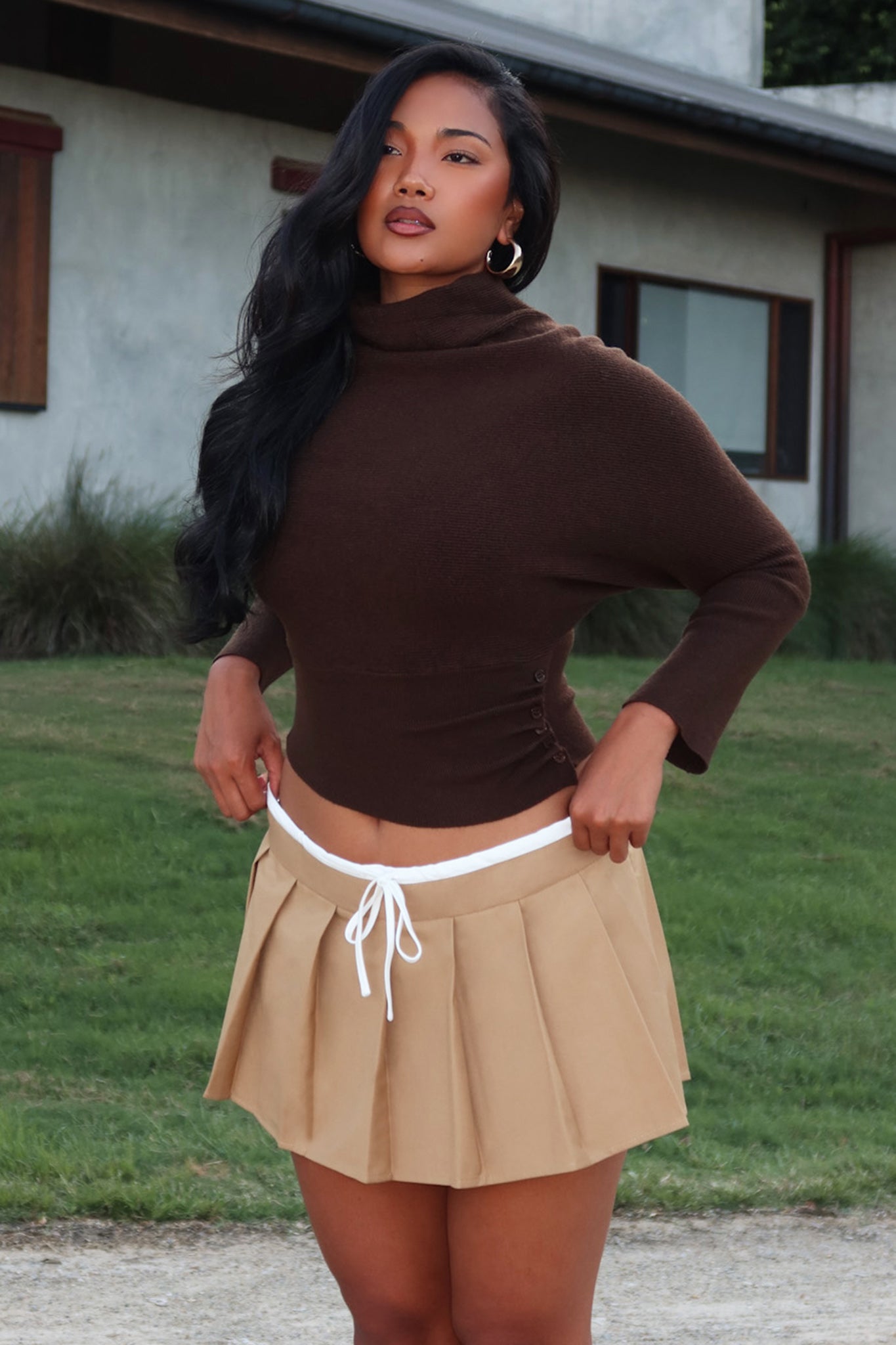 Zyah Turtleneck Knit Sweater Chocolate by Selfie Leslie Australia