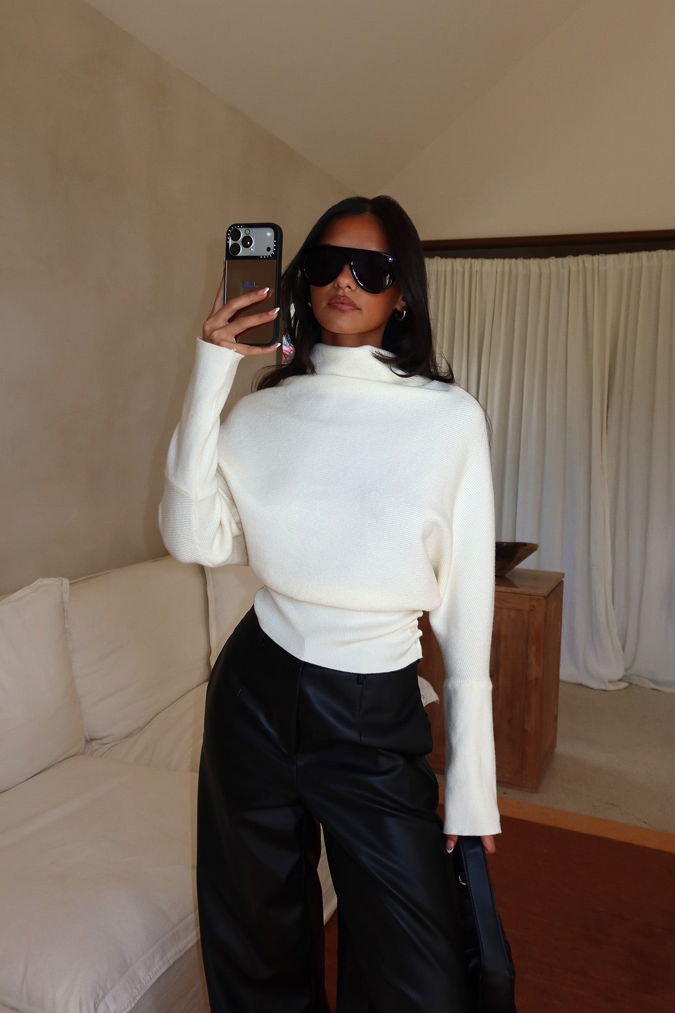 Zyah Turtleneck Knit Sweater Cream by Selfie Leslie Australia