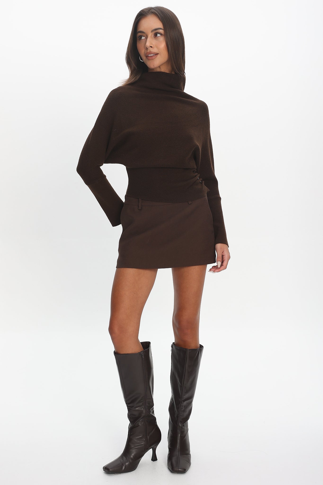 Zyah Turtleneck Knit Sweater Chocolate by Selfie Leslie Australia