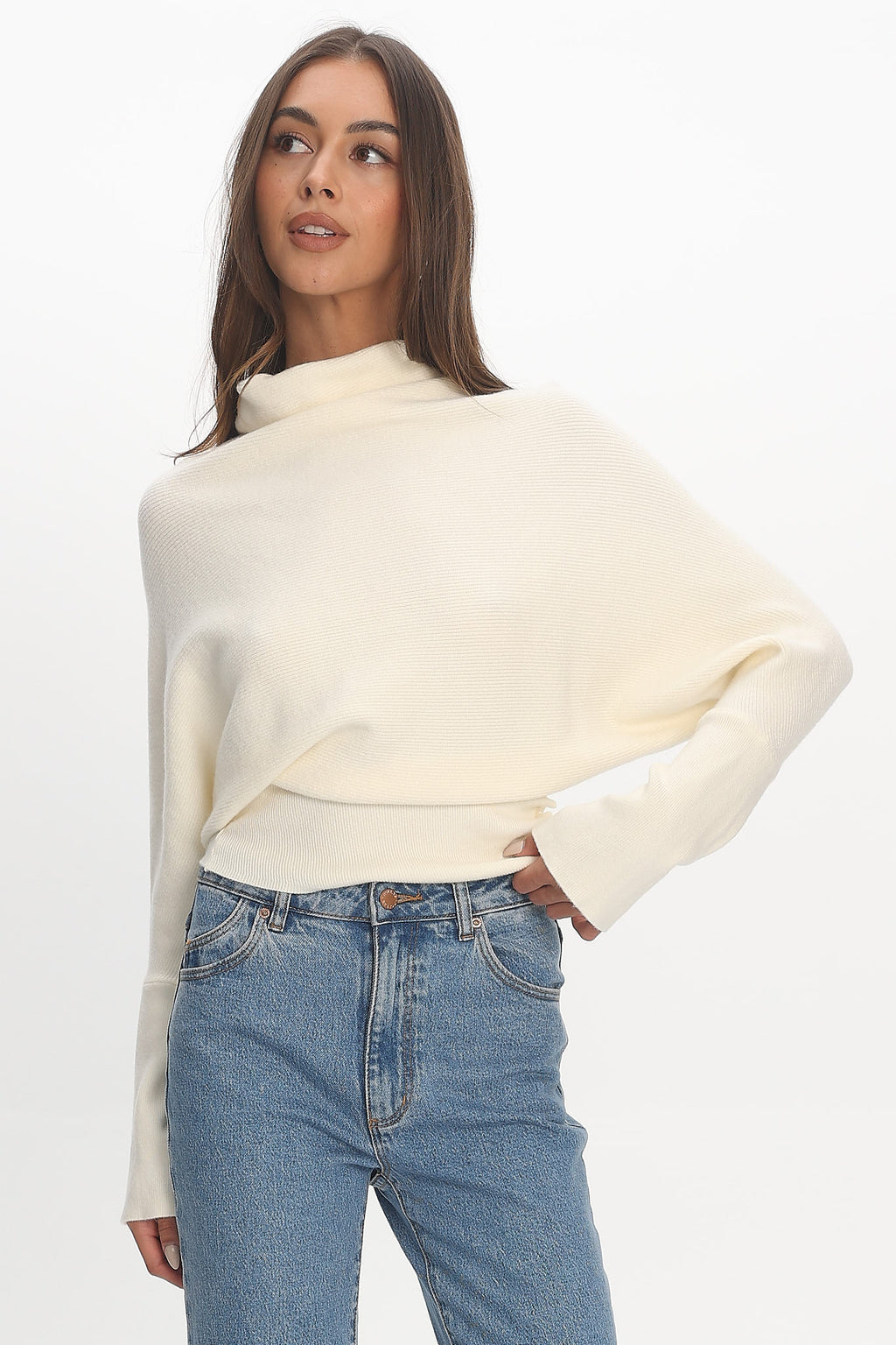 Zyah Turtleneck Knit Sweater Cream by Selfie Leslie Australia
