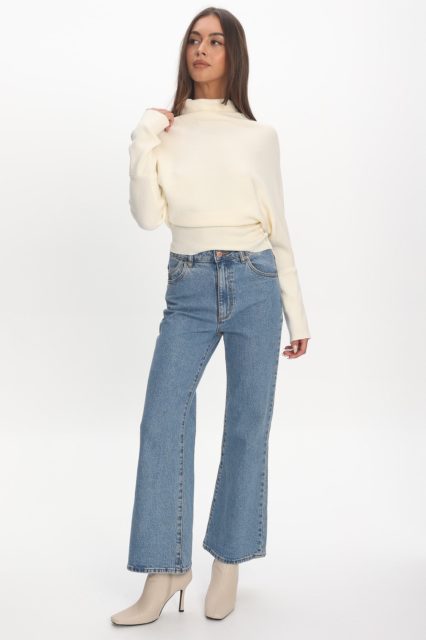Zyah Turtleneck Knit Sweater Cream by Selfie Leslie Australia