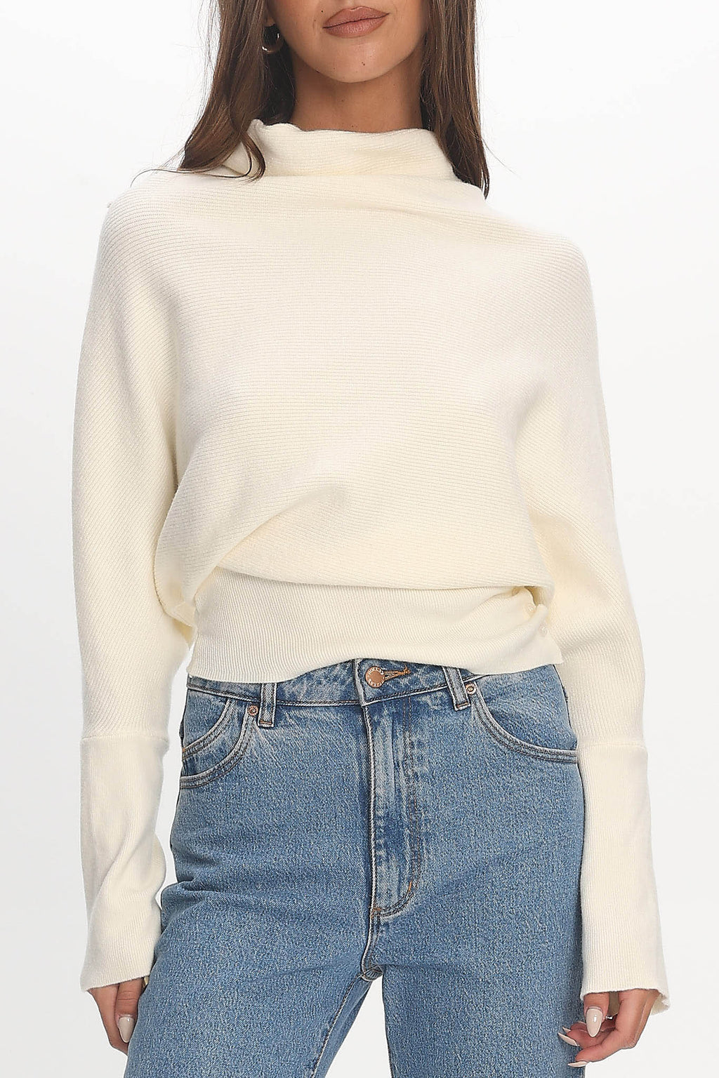 Zyah Turtleneck Knit Sweater Cream by Selfie Leslie Australia