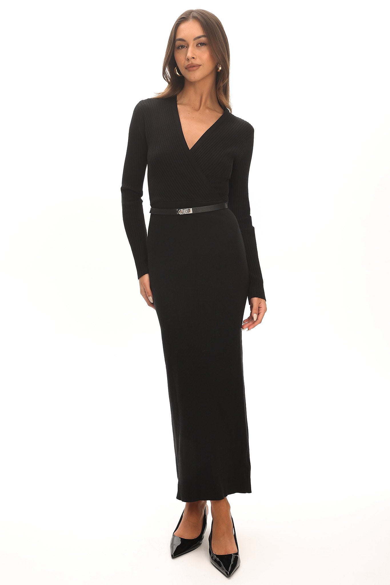 Casiah Belted Knit Maxi Dress Black by Selfie Leslie Australia