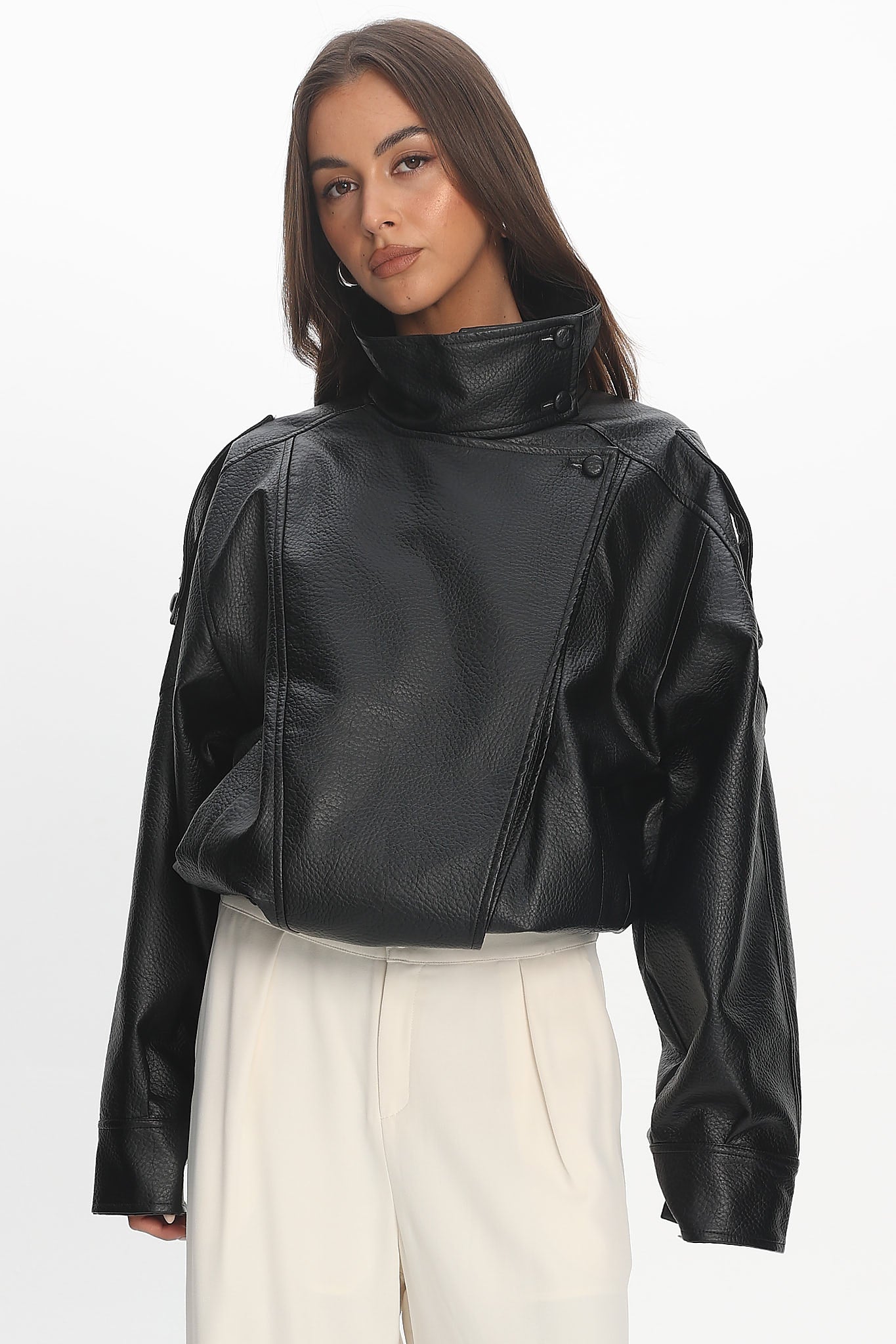 Bellarae High Neck Bomber Jacket Black by Selfie Leslie Australia