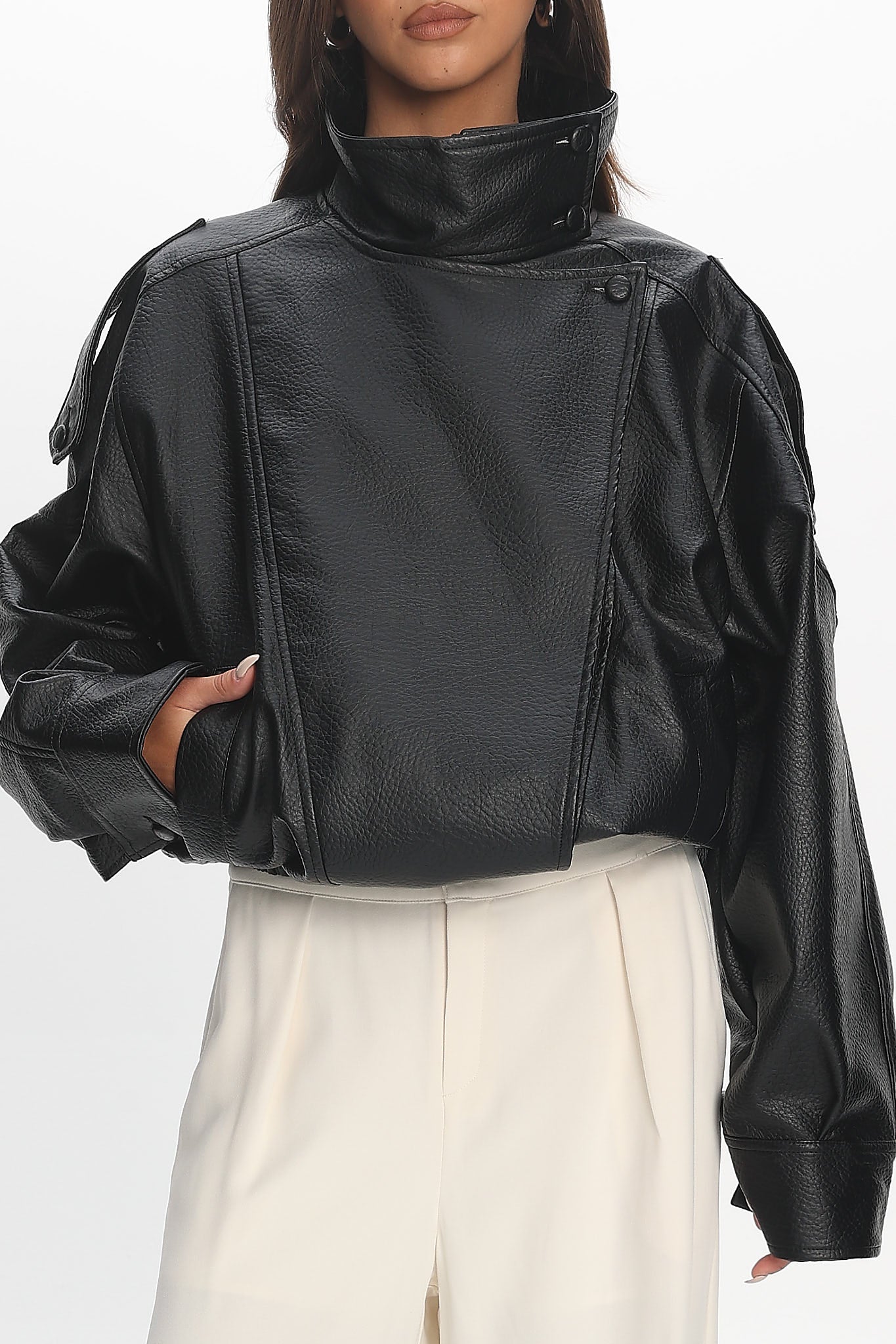 Bellarae High Neck Bomber Jacket Black by Selfie Leslie Australia