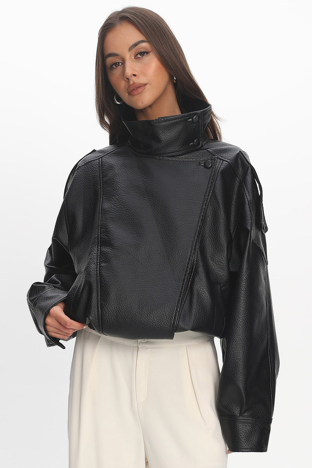 Bellarae High Neck Bomber Jacket Black by Selfie Leslie Australia