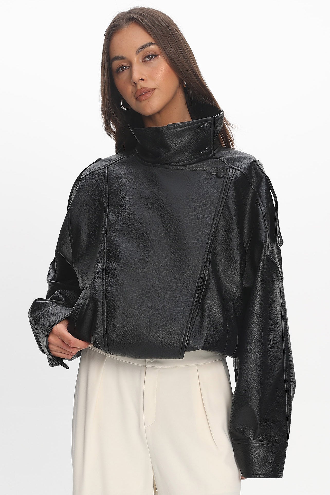 Bellarae High Neck Bomber Jacket Black by Selfie Leslie Australia