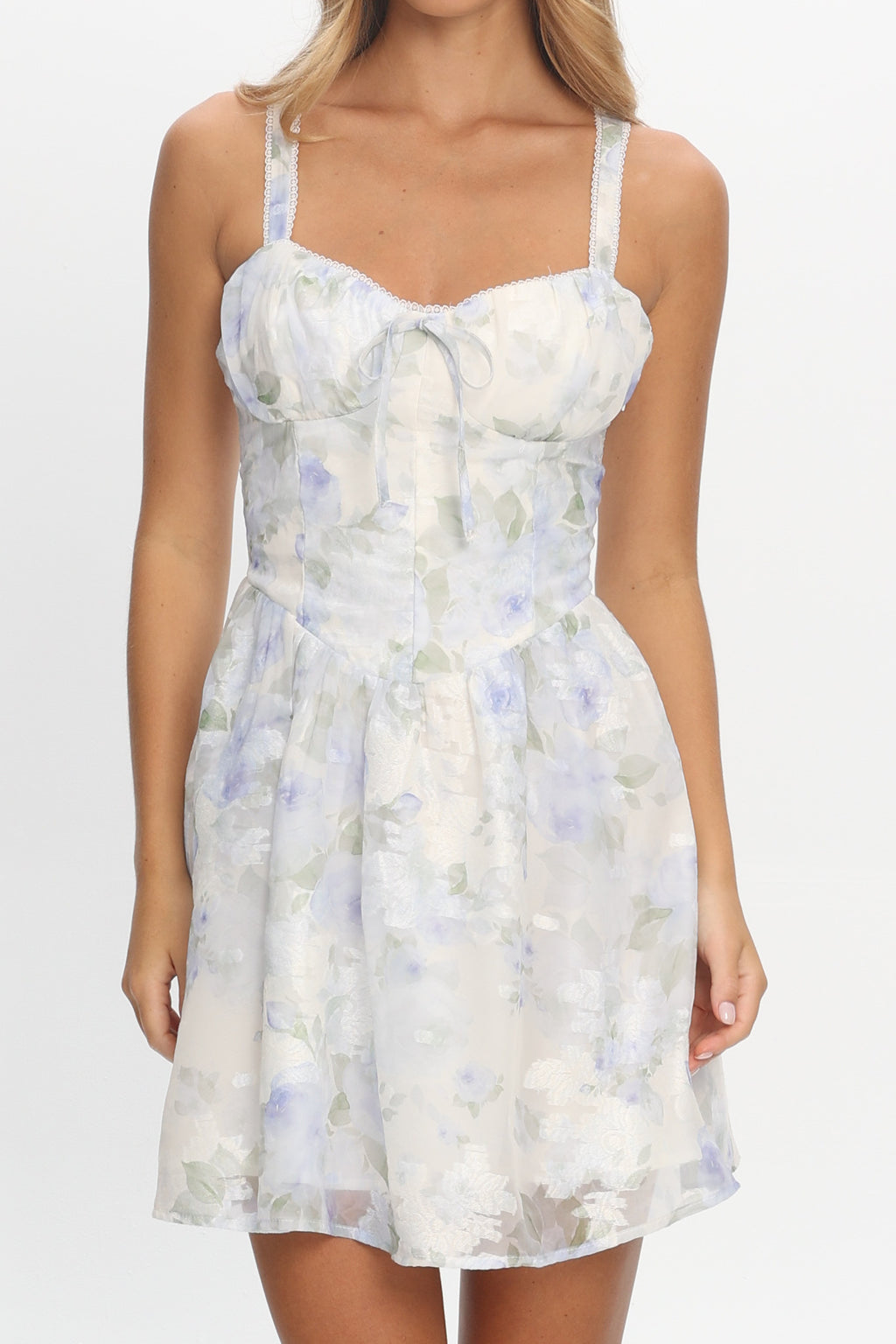 Miss Hollywood Lace-Up Back Mini Dress Ivory by Selfie Leslie Australia