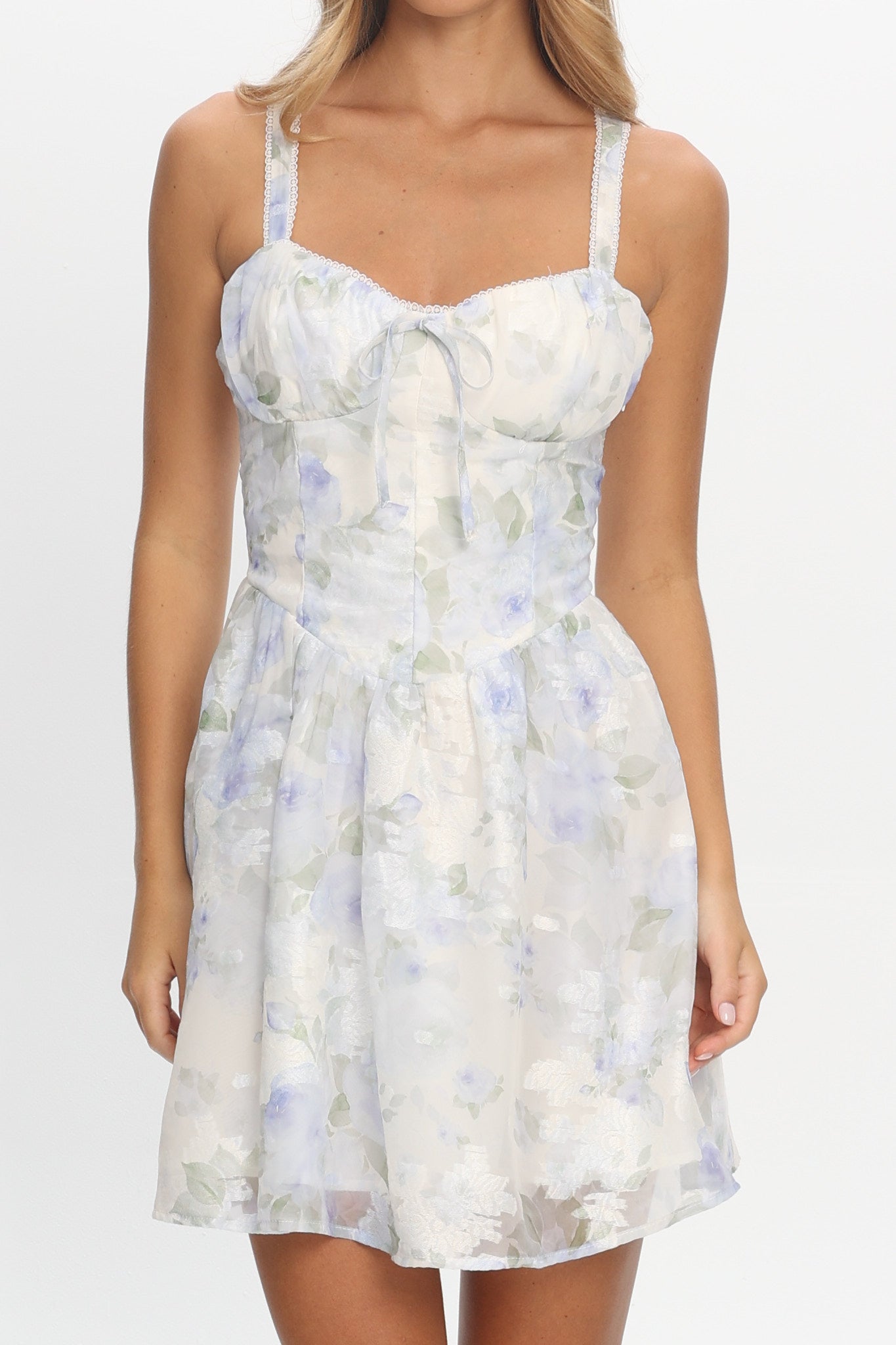 Miss Hollywood Lace-Up Back Mini Dress Ivory by Selfie Leslie Australia