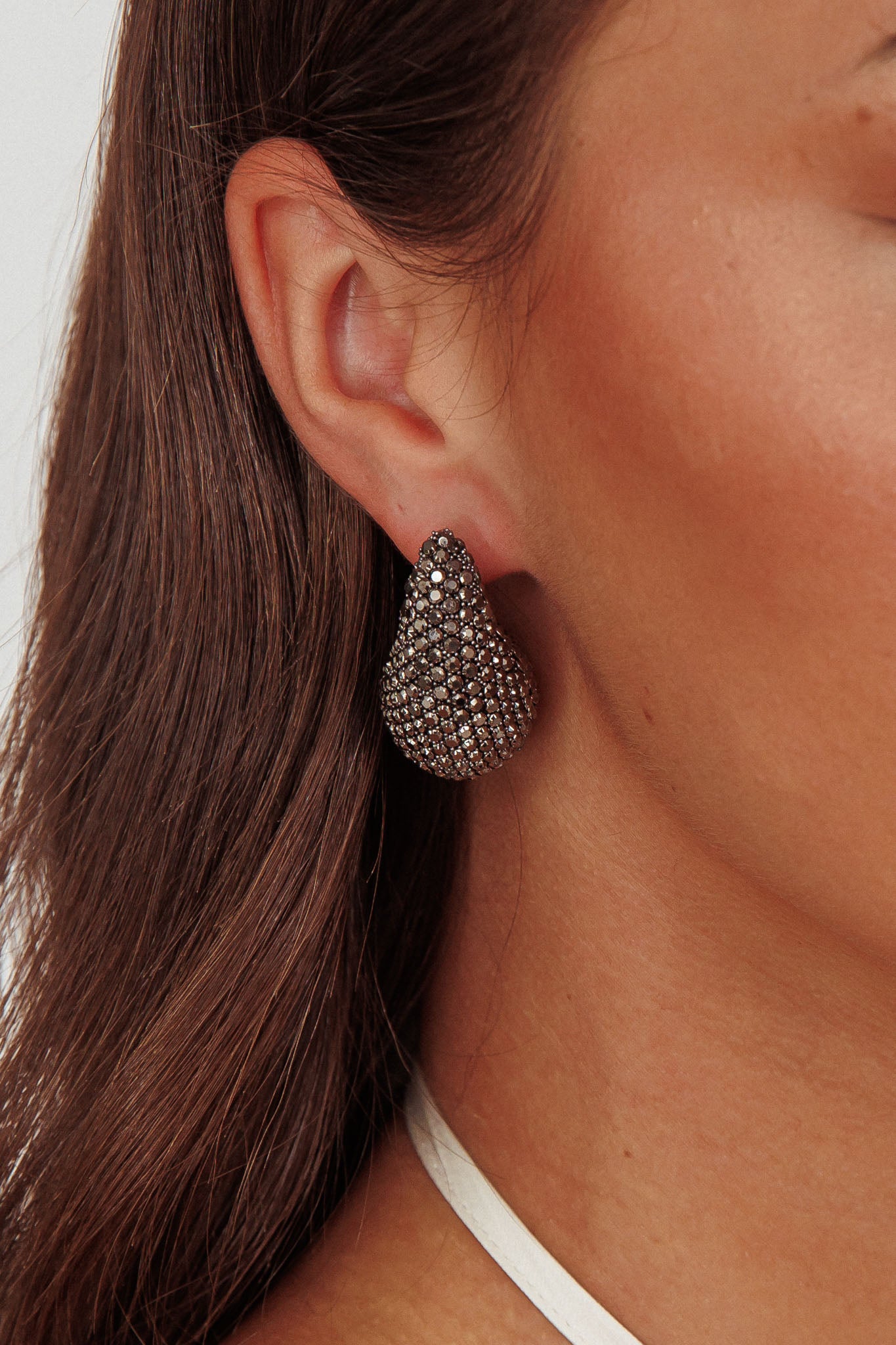 Nebula Pave Teardrop Earrings Black Diamante by Selfie Leslie Australia