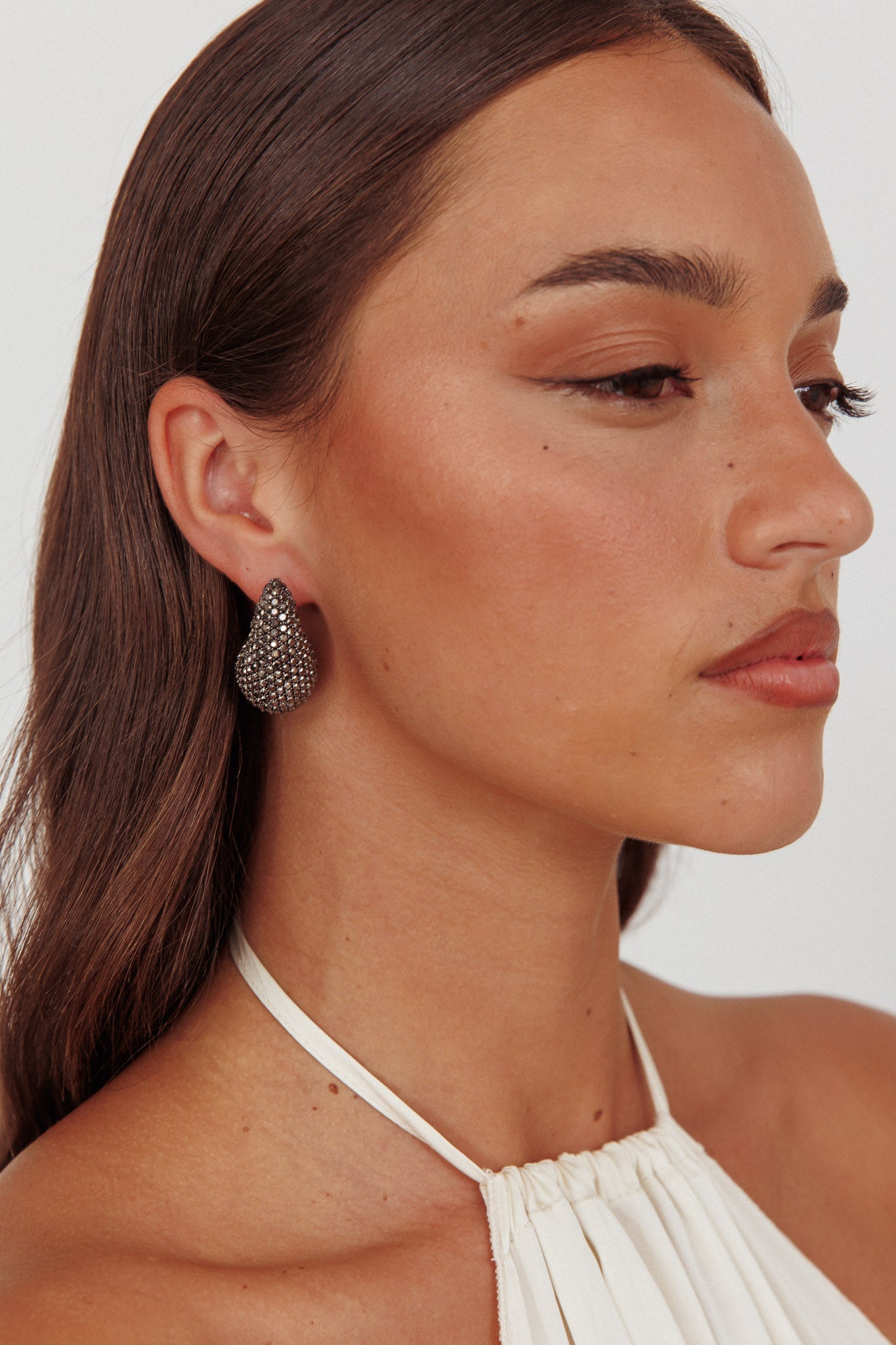 Nebula Pave Teardrop Earrings Black Diamante by Selfie Leslie Australia