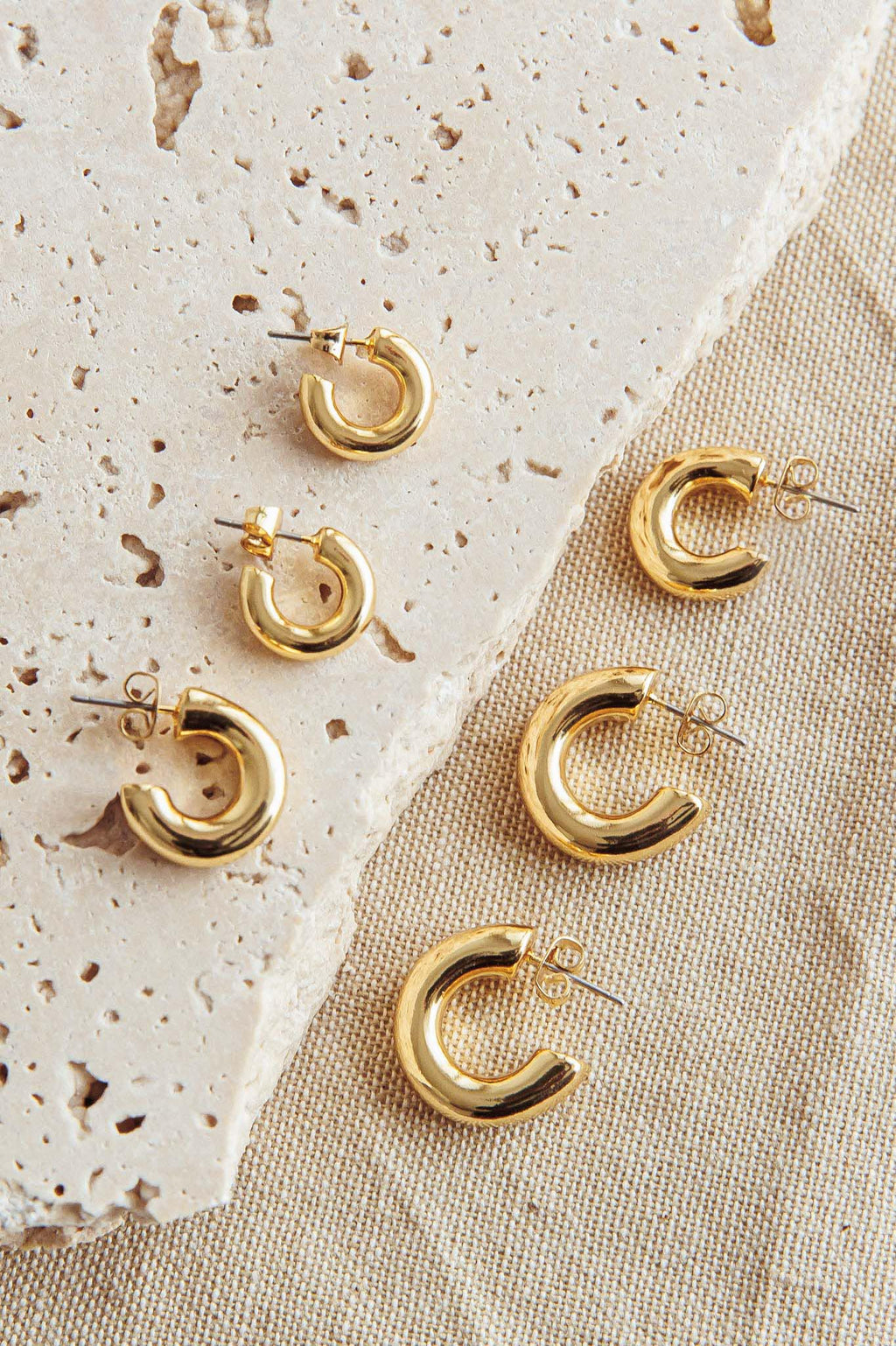 Kya Chunky Half-Hoop Set Gold Plated by Selfie Leslie Australia