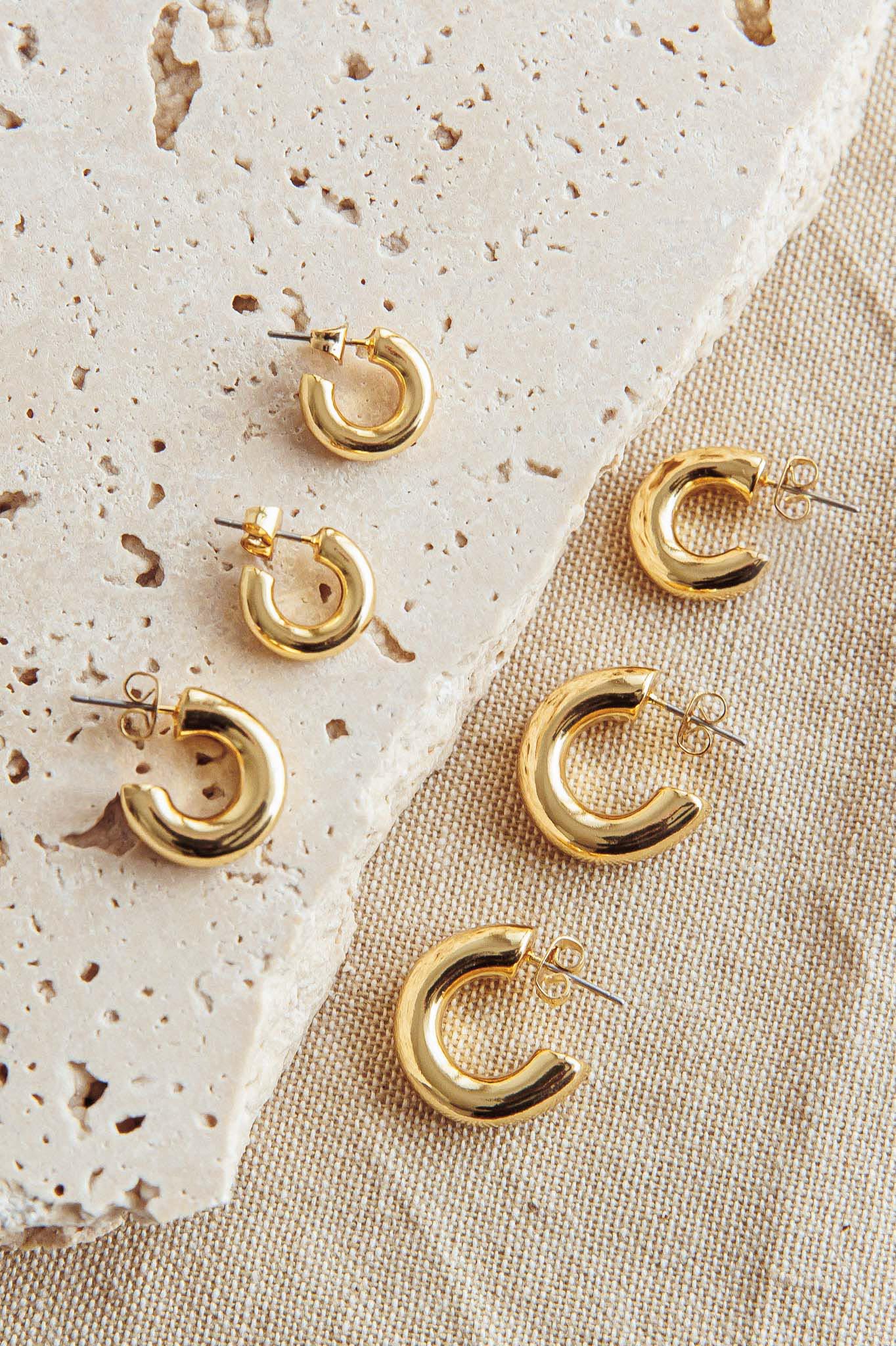 Kya Chunky Half-Hoop Set Gold Plated by Selfie Leslie Australia