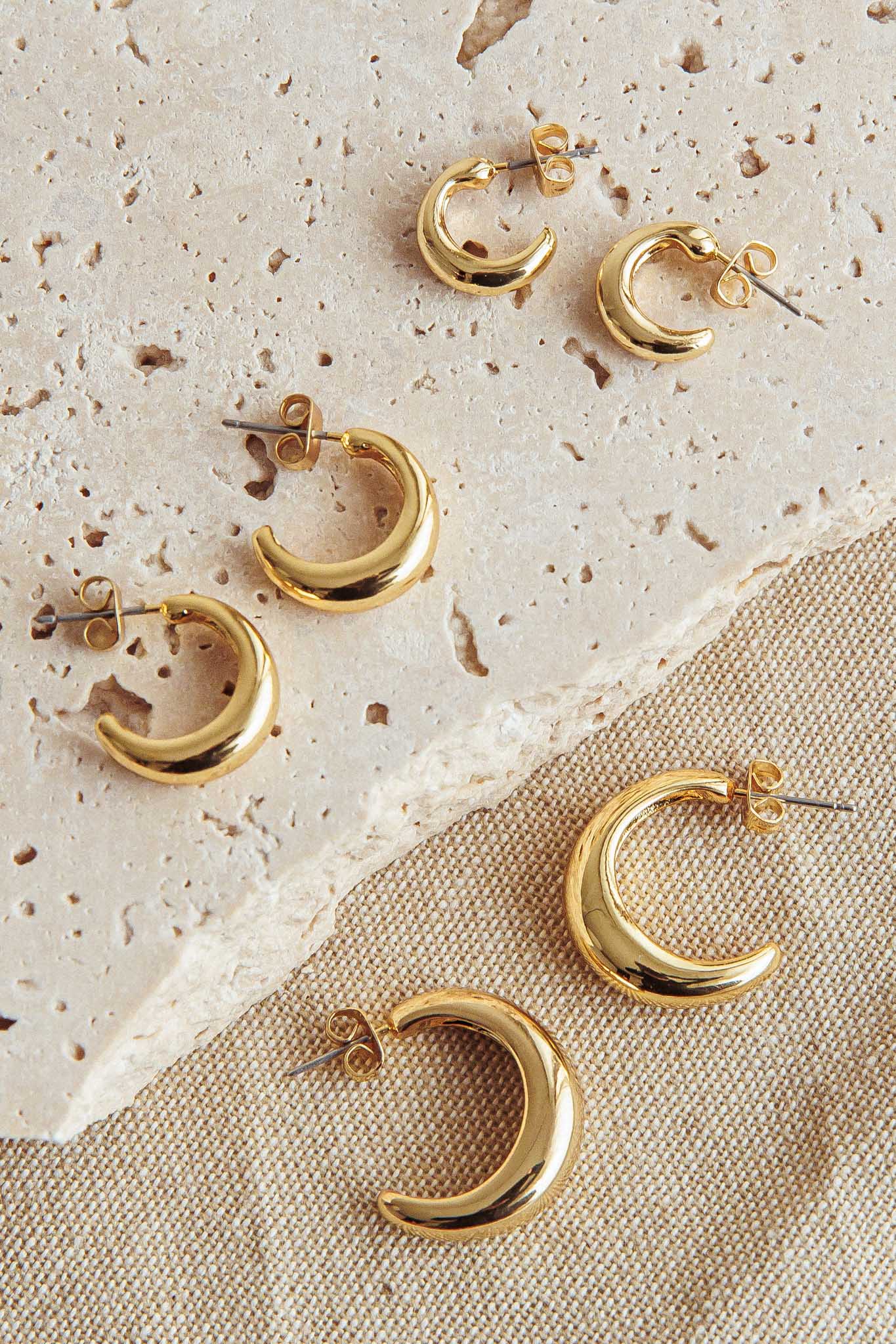 Cece Half-Hoop Earrings Set Gold Plated by Selfie Leslie Australia