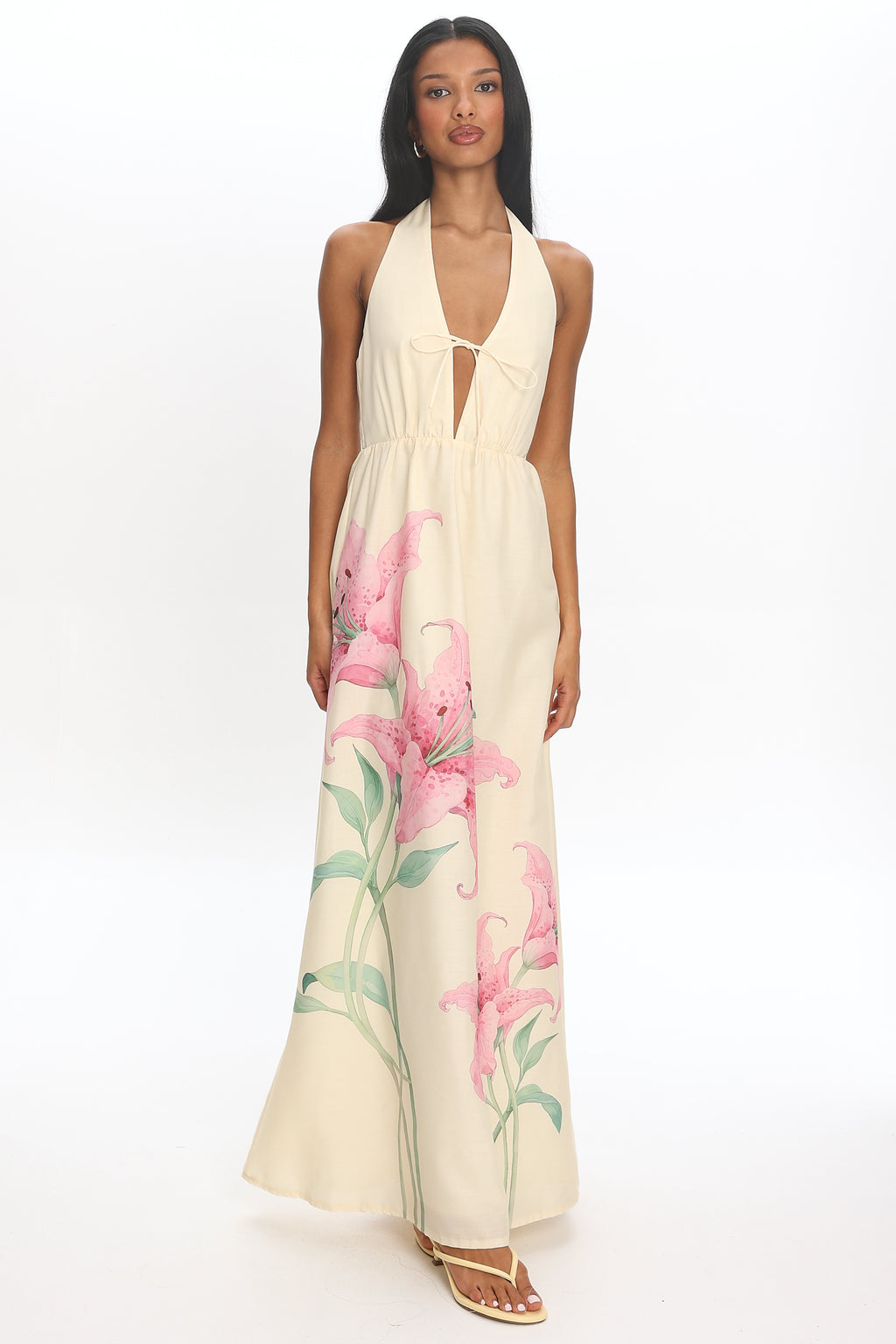Frangipane Halter Maxi Dress Butter