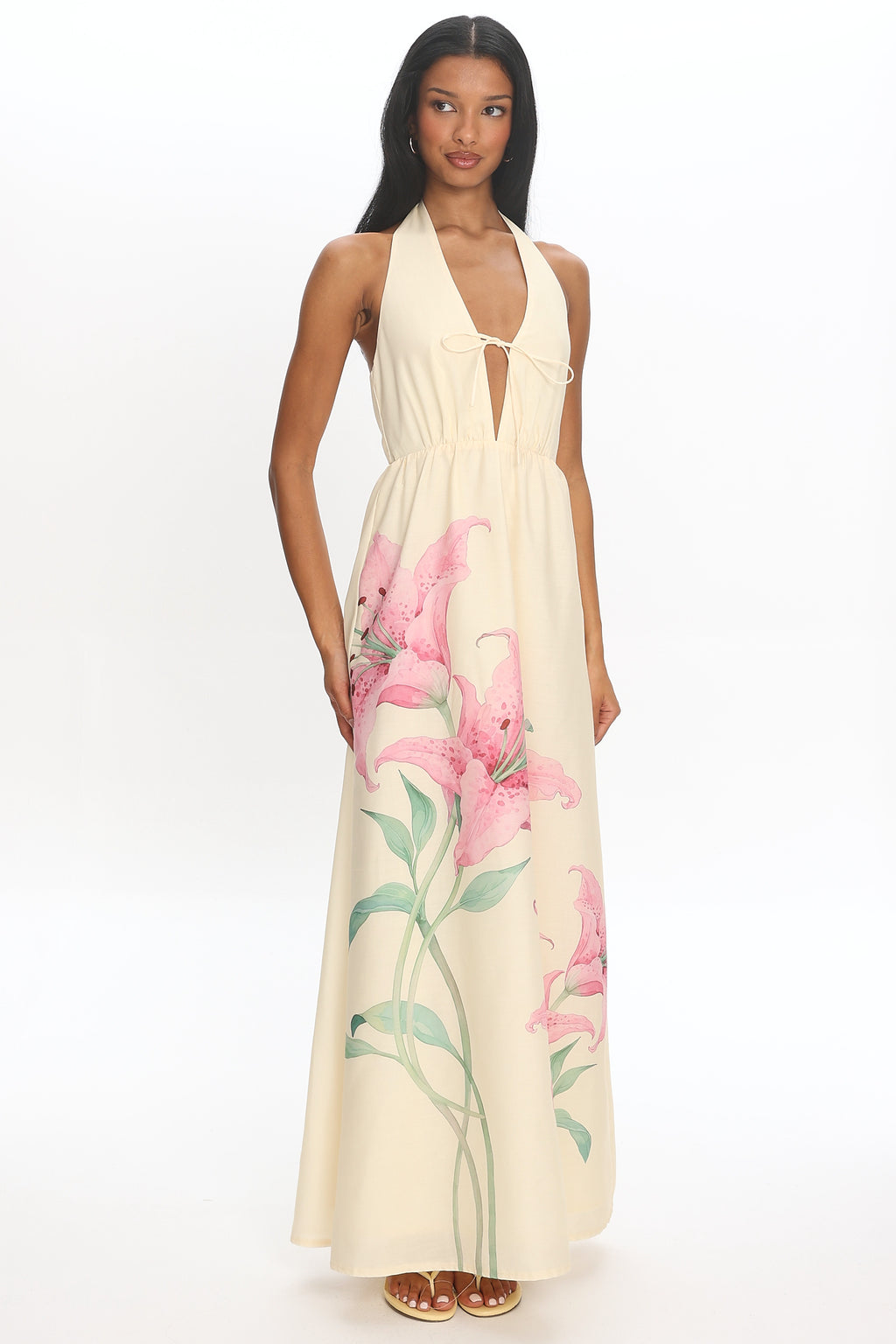 Frangipane Halter Maxi Dress Butter