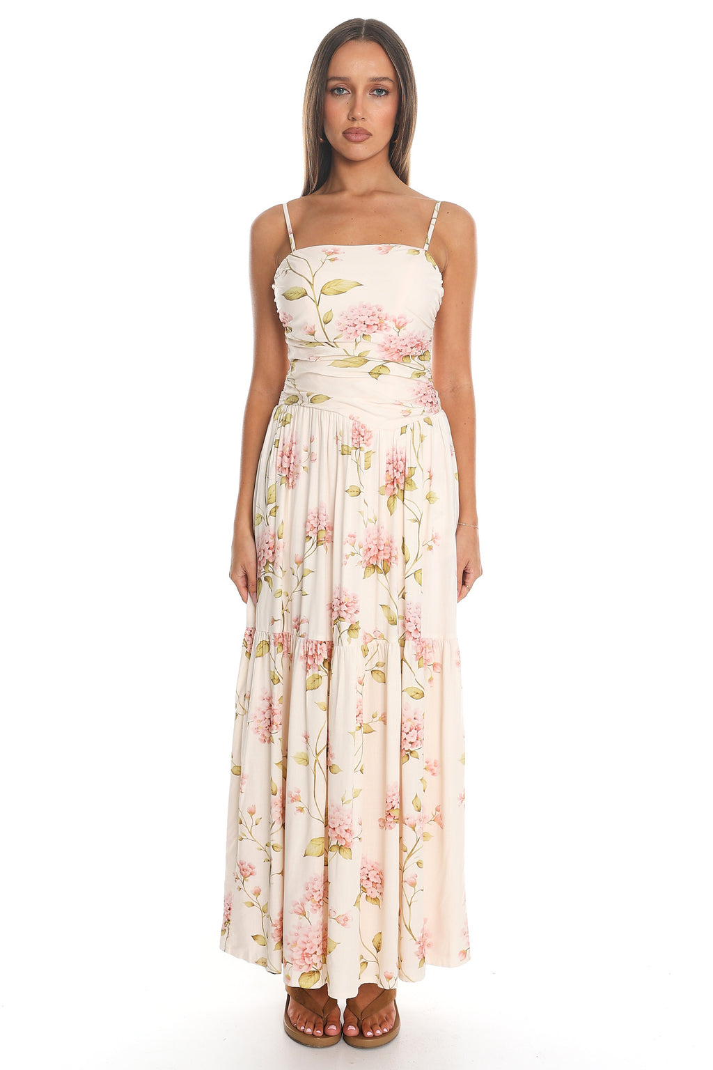 High Spring Tiered Maxi Dress Cream