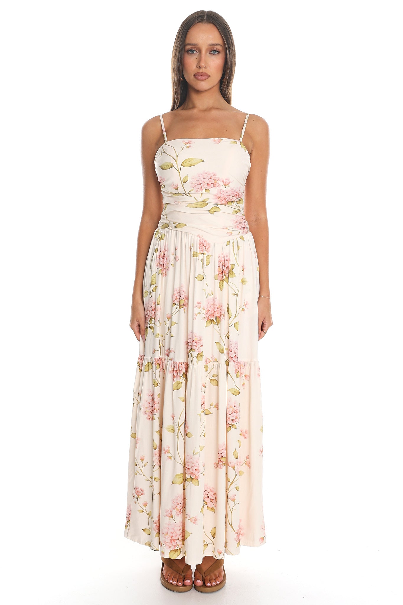 High Spring Tiered Maxi Dress Cream
