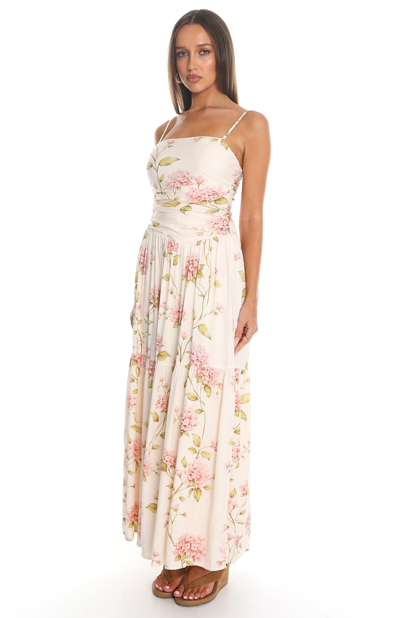 High Spring Tiered Maxi Dress Cream