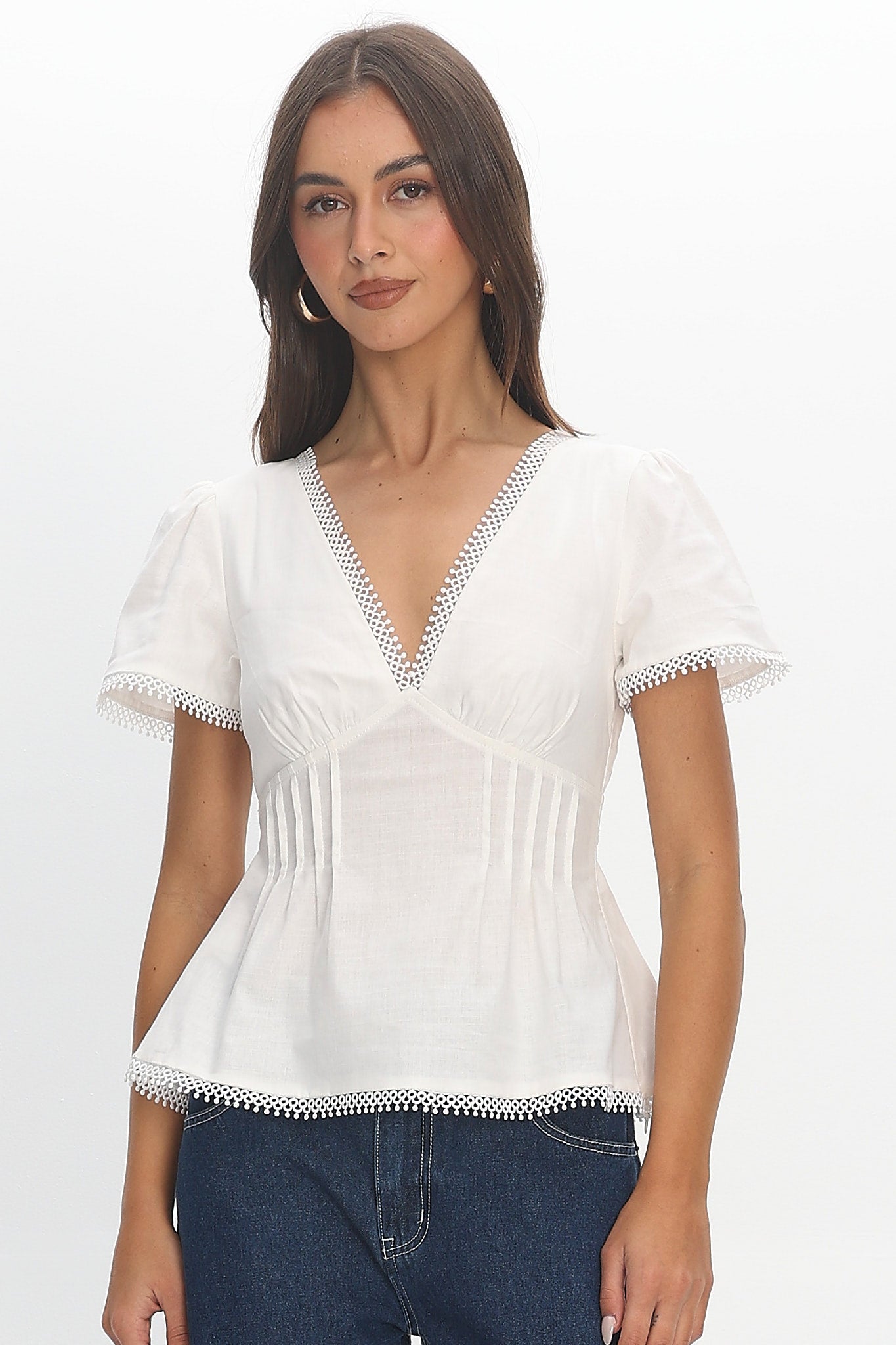 Prairie Rose Pintuck Blouse Off White