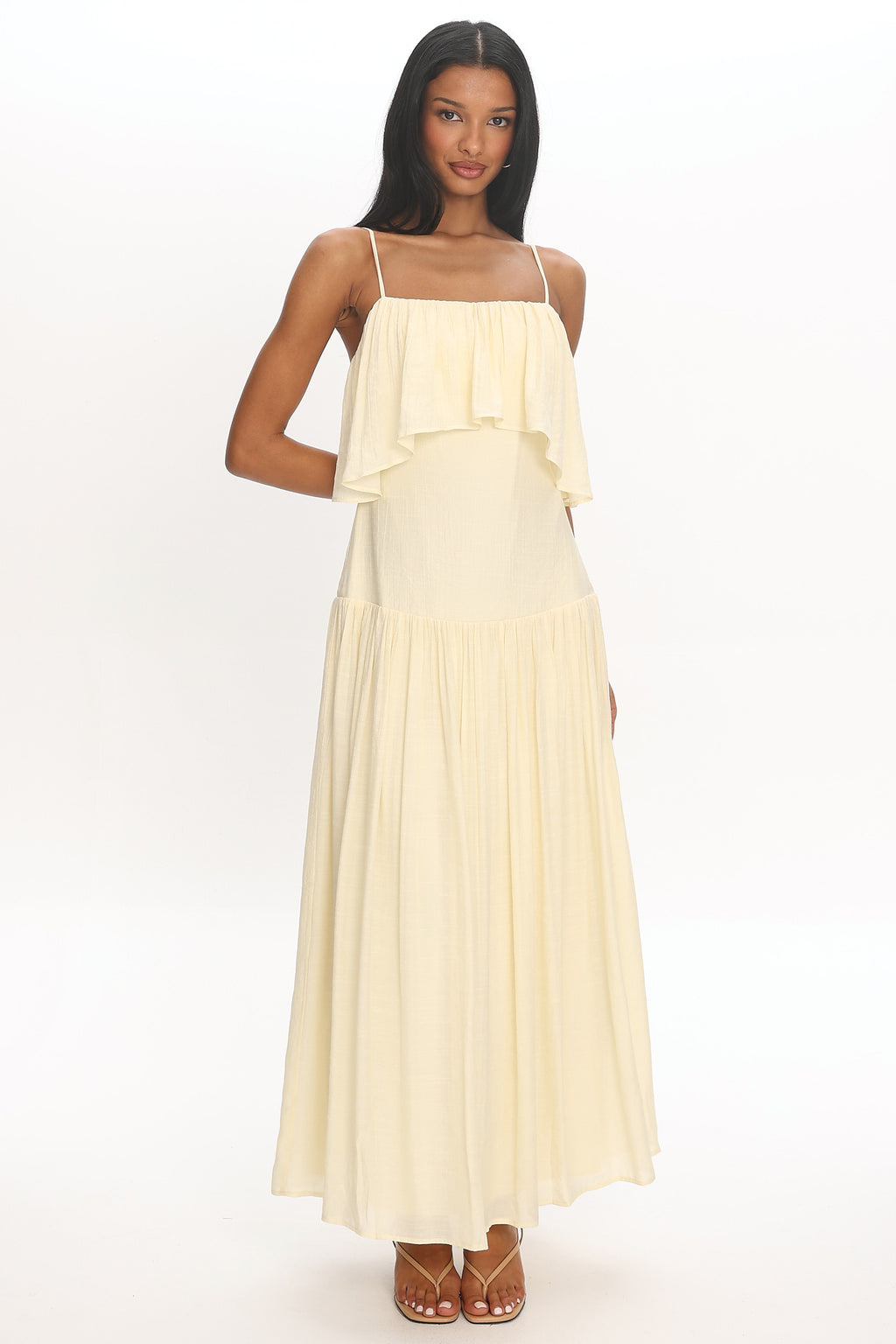 Eros Ruffle Maxi Dress Cream