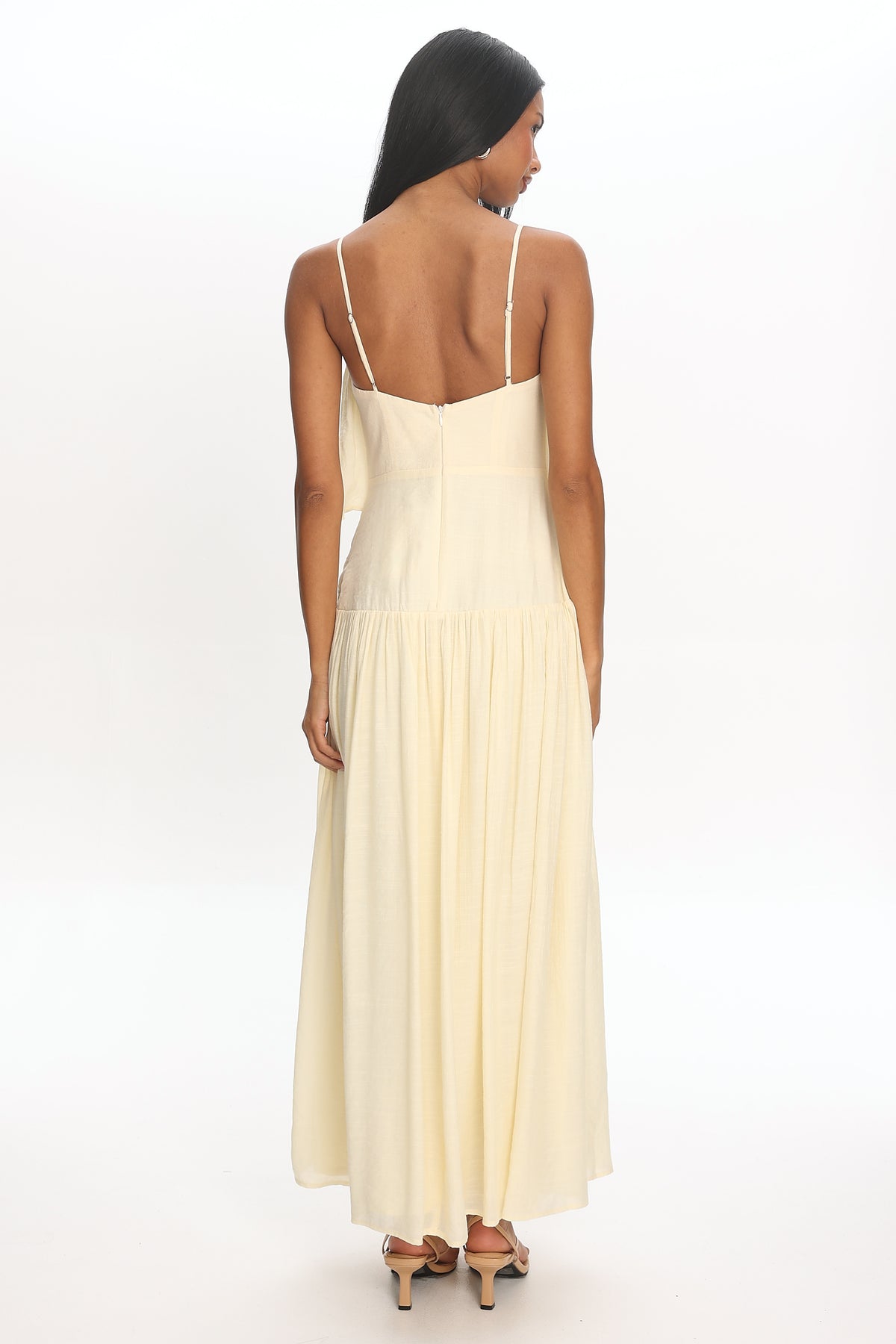 Eros Ruffle Maxi Dress Cream