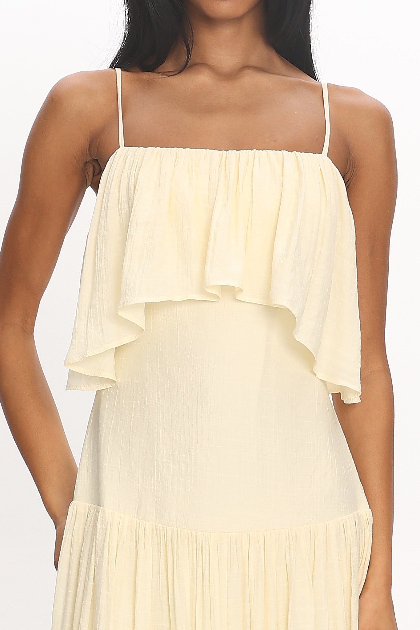Eros Ruffle Maxi Dress Cream