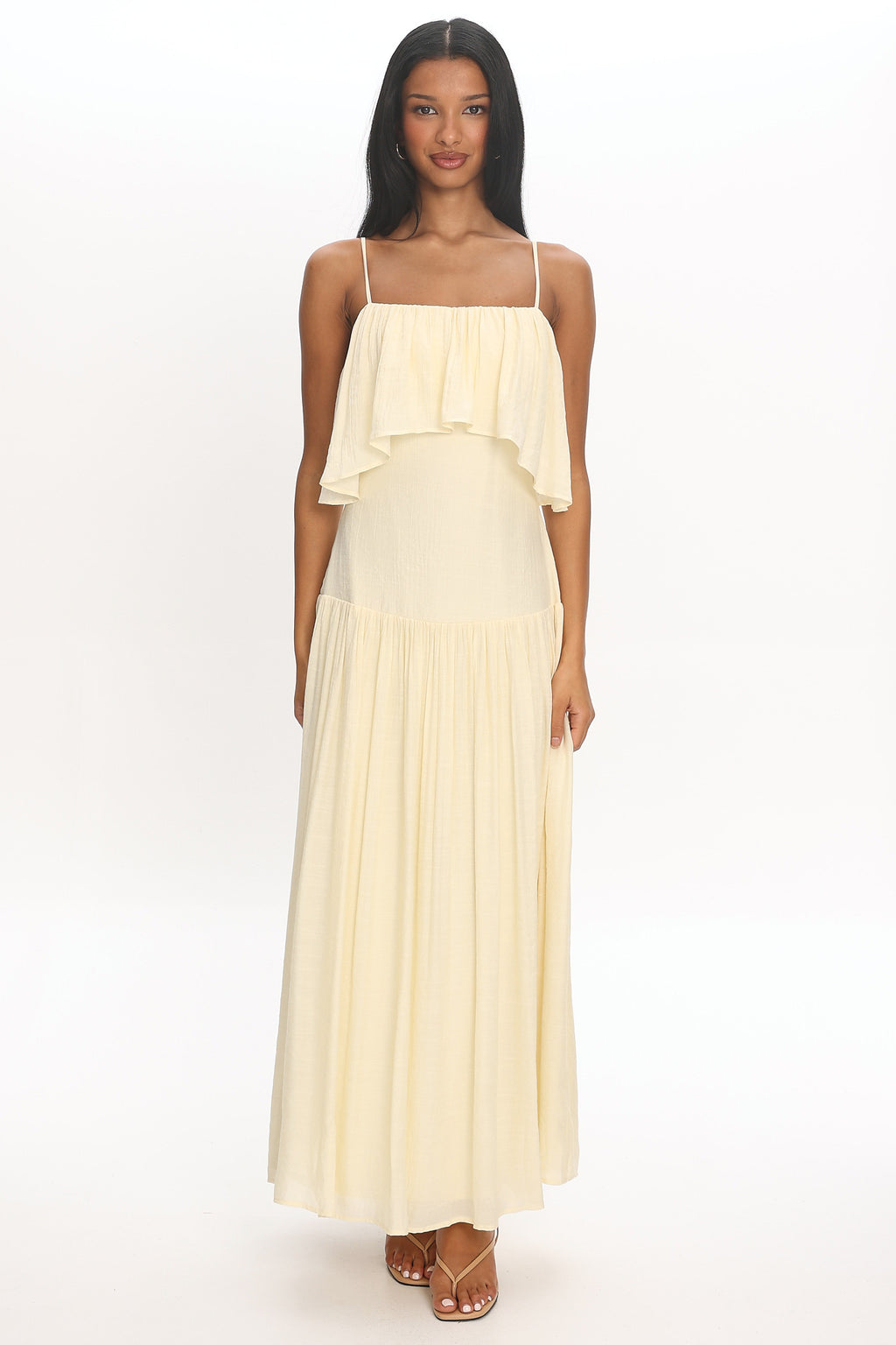 Eros Ruffle Maxi Dress Cream