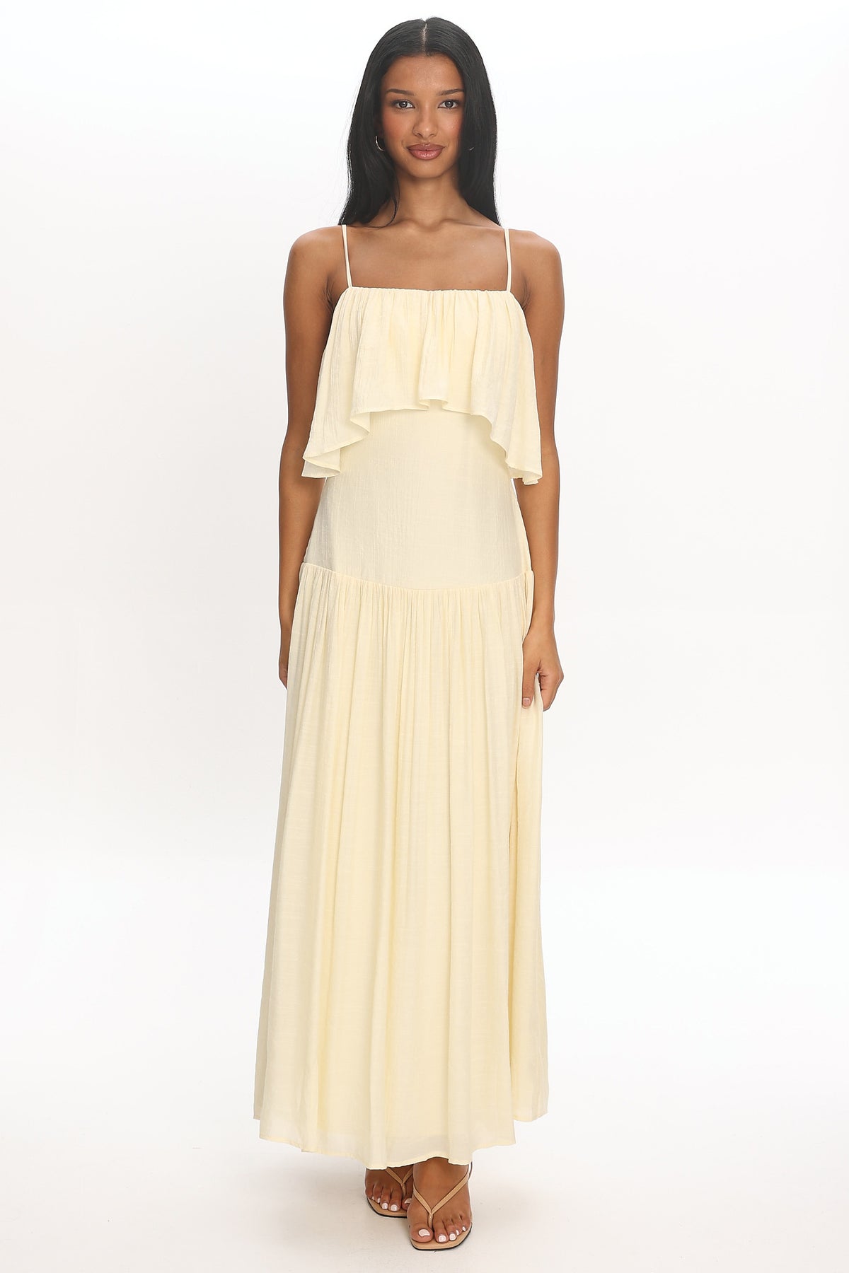 Eros Ruffle Maxi Dress Cream