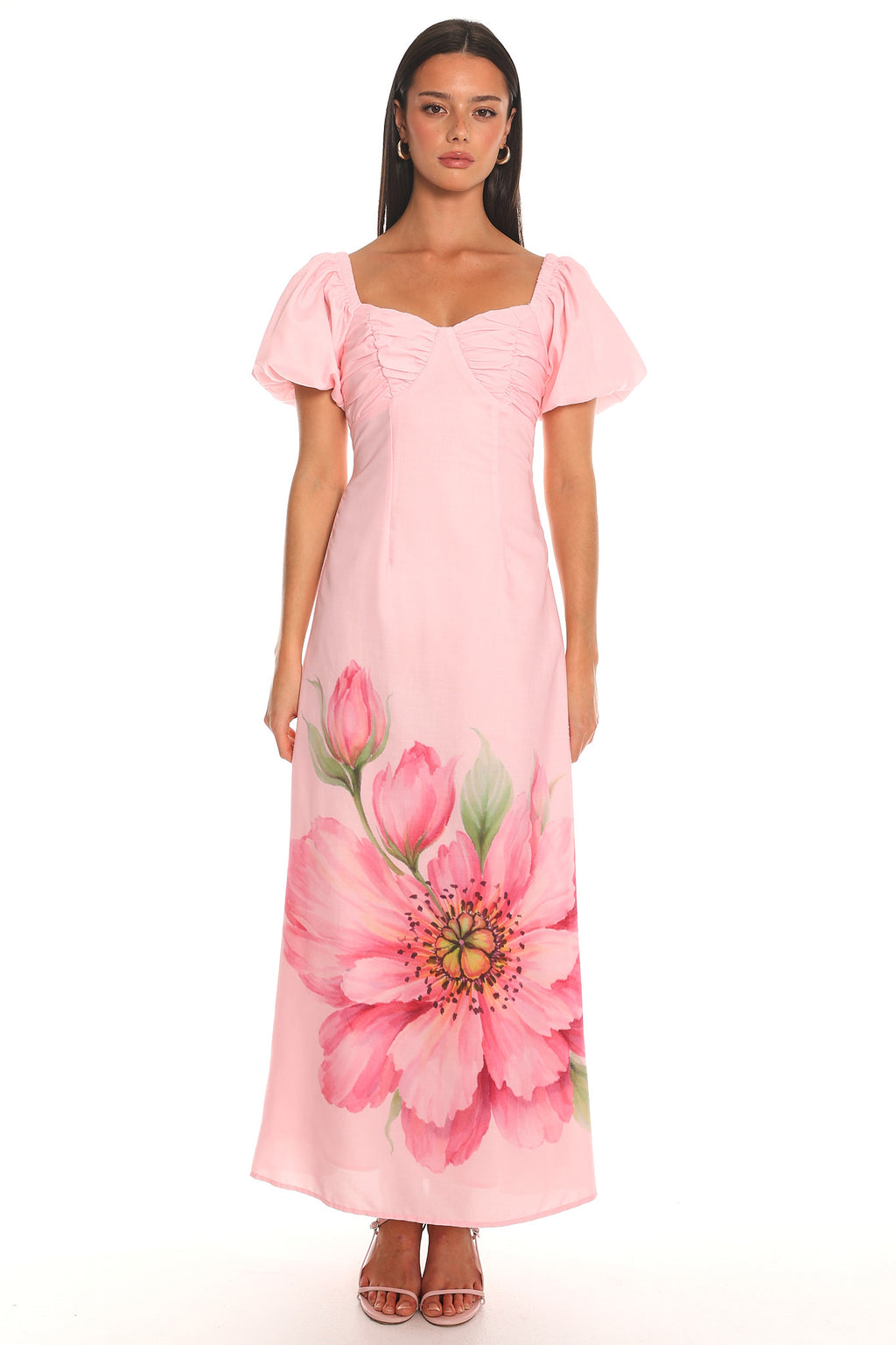 Sweet Enough Puff Sleeve Maxi Dress Pink