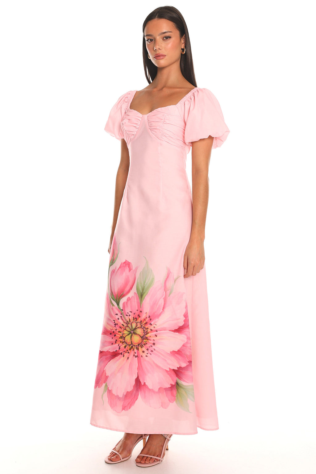 Sweet Enough Puff Sleeve Maxi Dress Pink