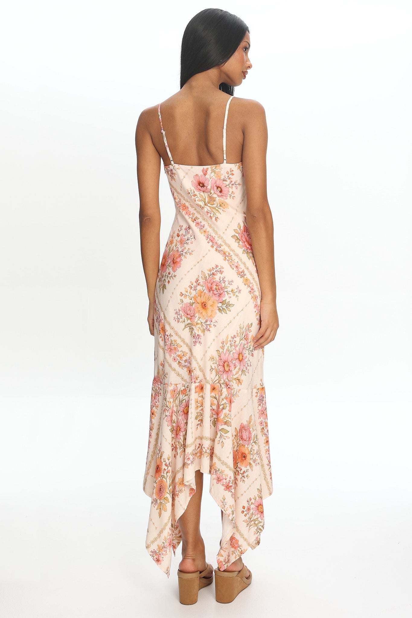 Rosalind Twist-Front Handkerchief Dress Pink