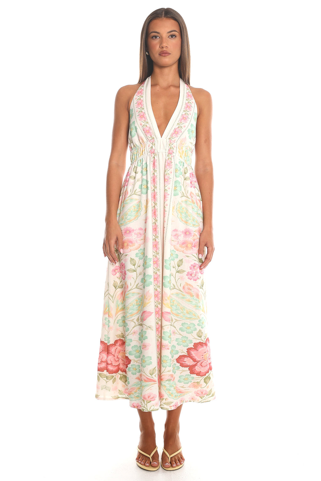 Meridian Halter Maxi Dress Cream