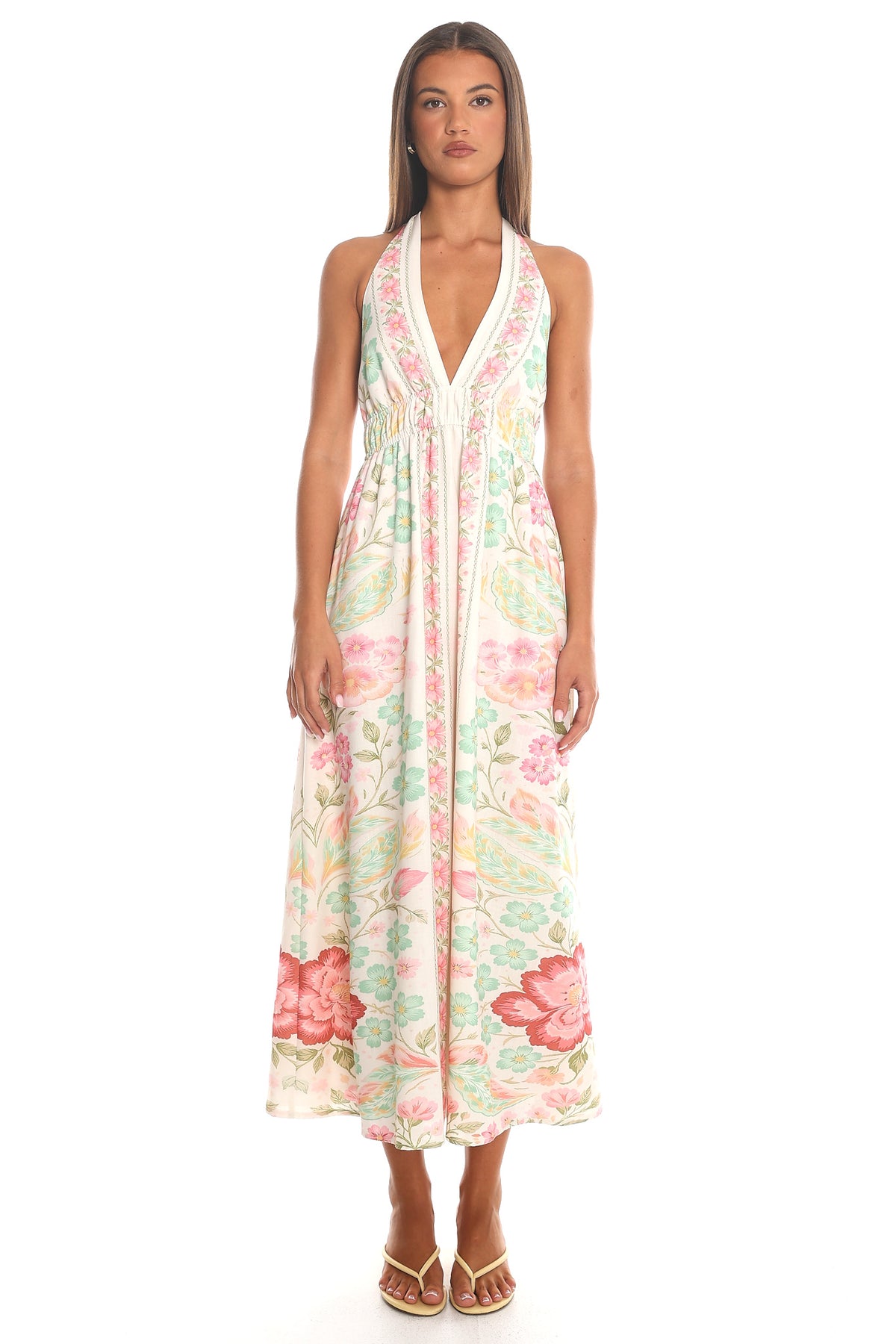 Meridian Halter Maxi Dress Cream