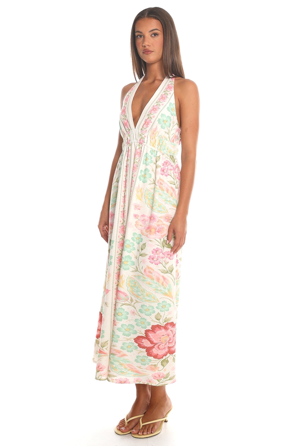 Meridian Halter Maxi Dress Cream