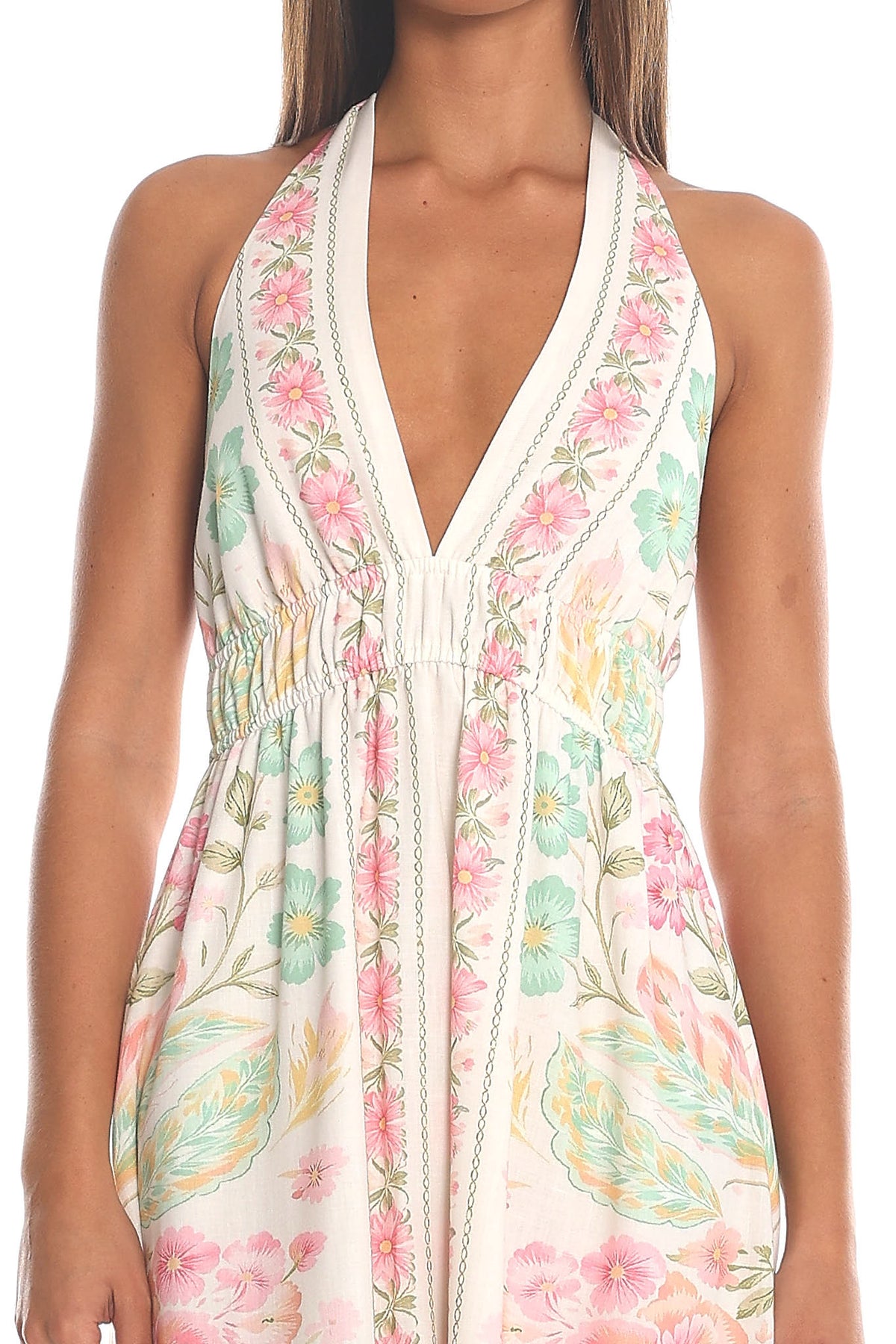 Meridian Halter Maxi Dress Cream