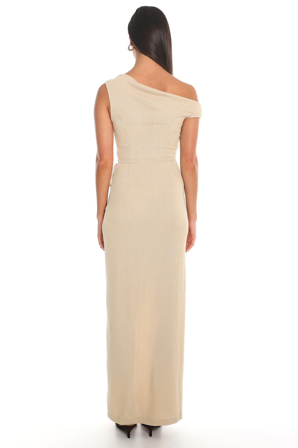 Sandstone One-Shoulder Maxi Dress Oatmeal