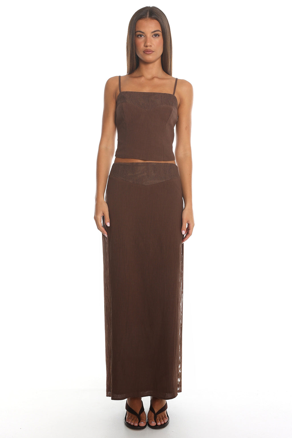 Amber Dune Lace-Trim Cami Top Chocolate