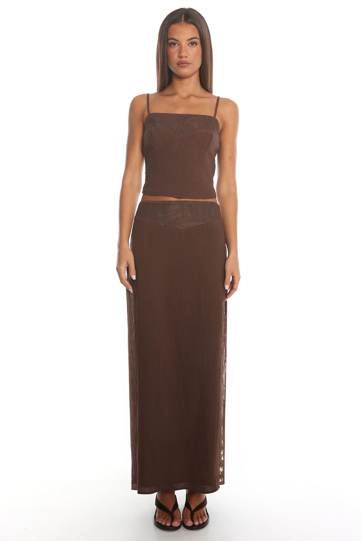 Amber Dune Lace-Trim Cami Top Chocolate