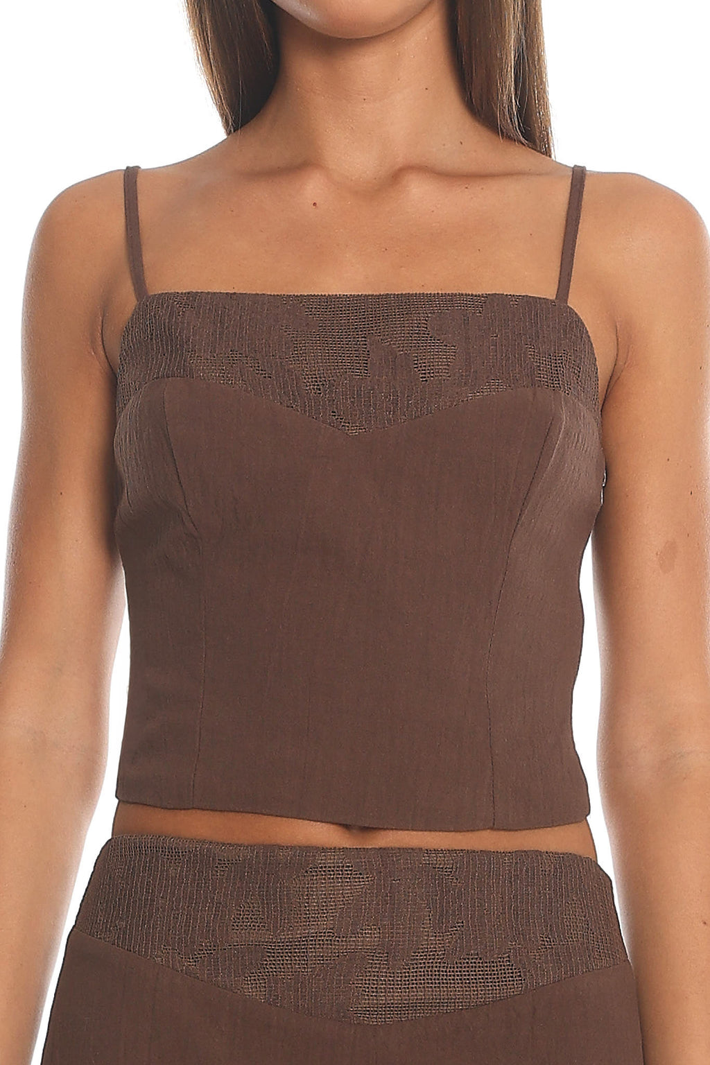 Amber Dune Lace-Trim Cami Top Chocolate