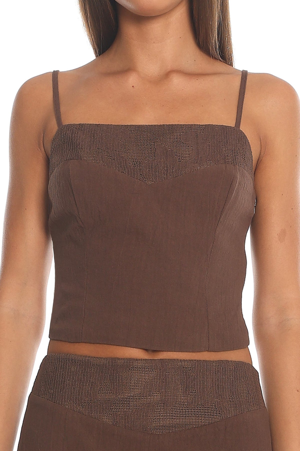 Amber Dune Lace-Trim Cami Top Chocolate