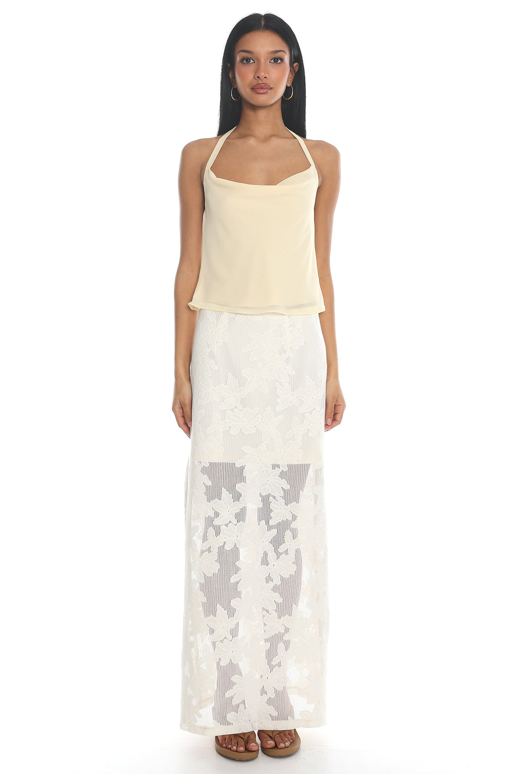 Sol Blanca Column Maxi Skirt Off White