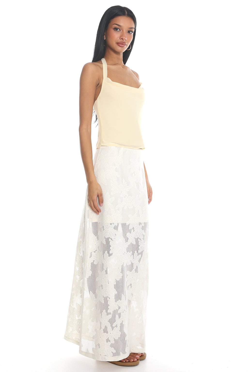 Sol Blanca Column Maxi Skirt Off White