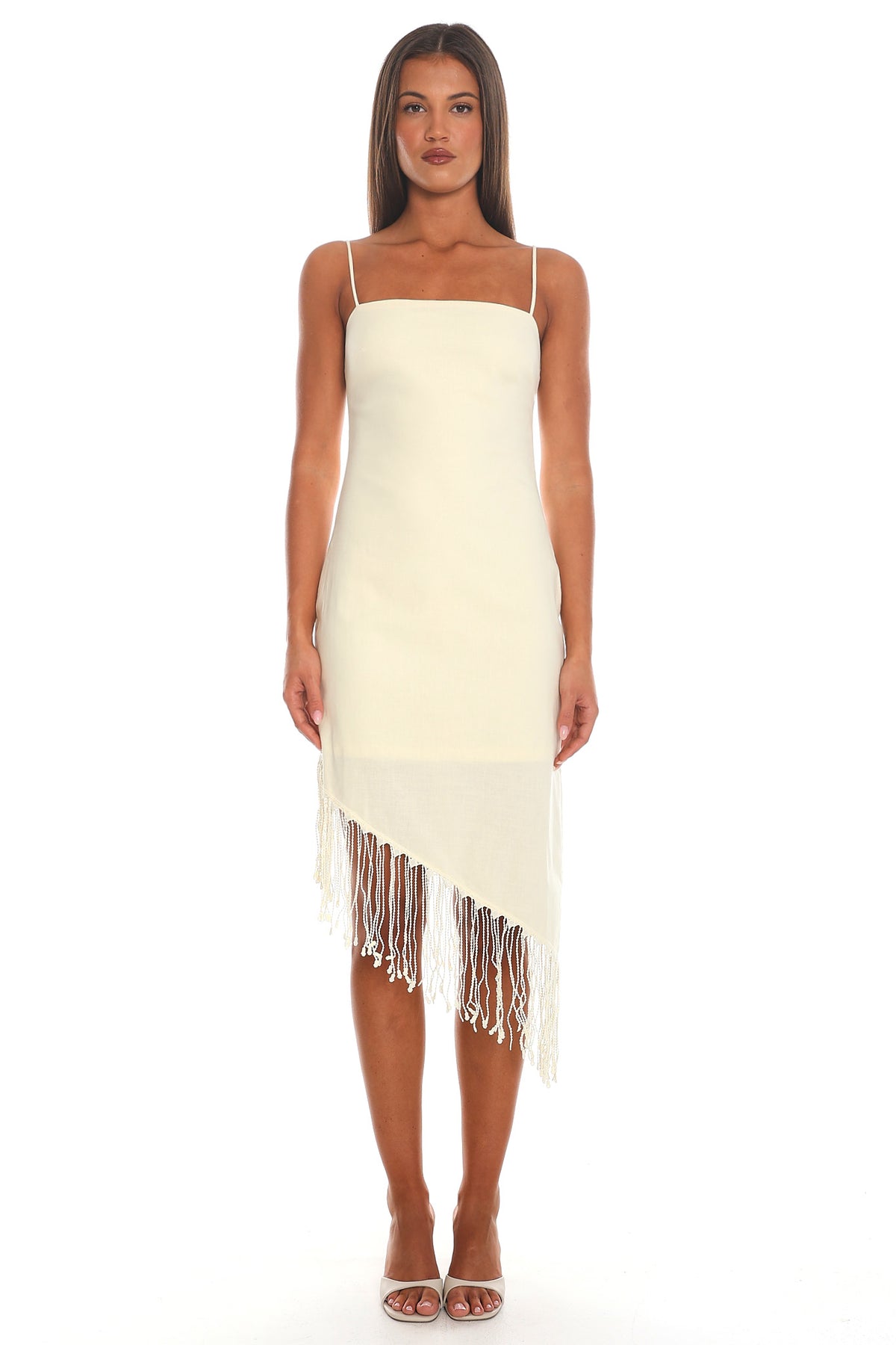Palm Springs Fringe Hem Midi Dress Butter
