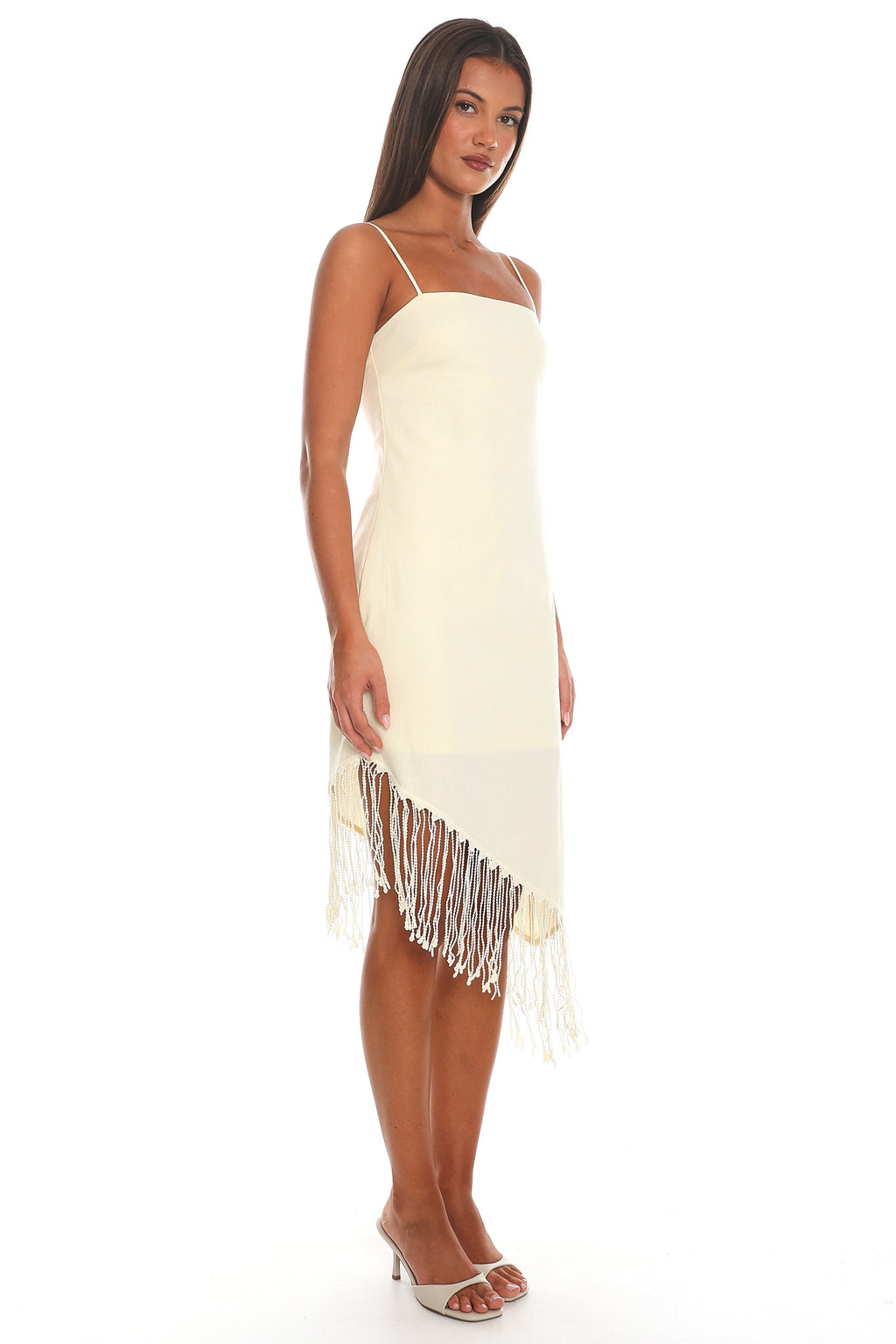 Palm Springs Fringe Hem Midi Dress Butter