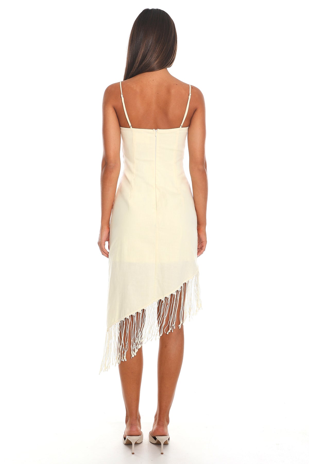 Palm Springs Fringe Hem Midi Dress Butter