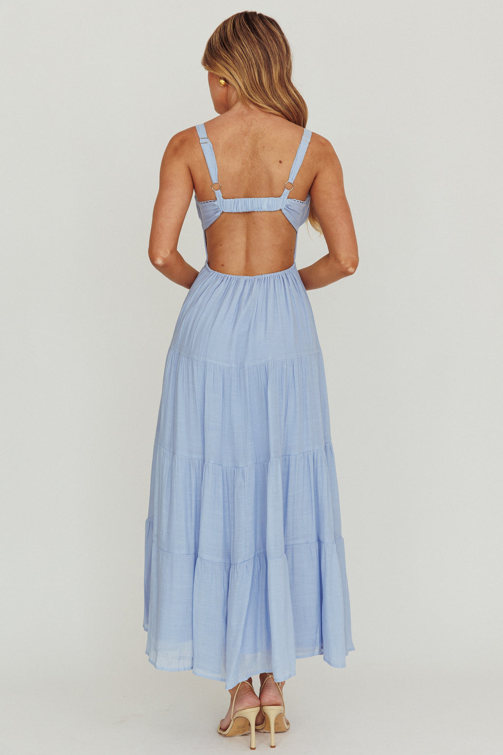 Neptune Cut Out Back A-Line Maxi Dress Blue by Selfie Leslie Australia