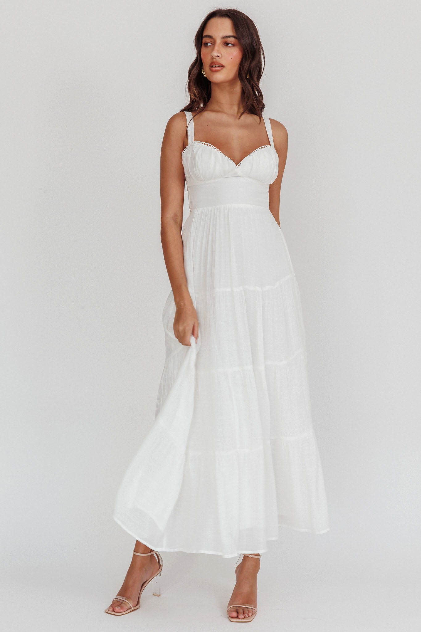 Neptune Cut Out Back A-Line Maxi Dress White by Selfie Leslie Australia