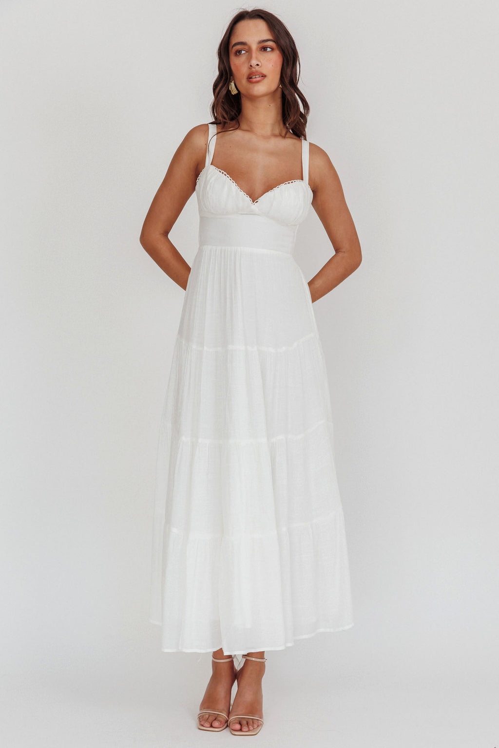 Neptune Cut Out Back A-Line Maxi Dress White by Selfie Leslie Australia