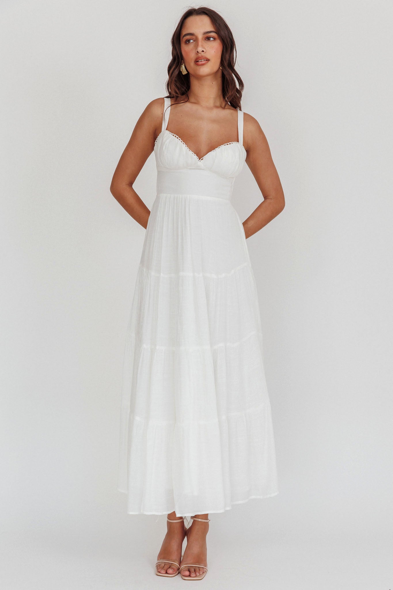 Neptune Cut Out Back A-Line Maxi Dress White by Selfie Leslie Australia